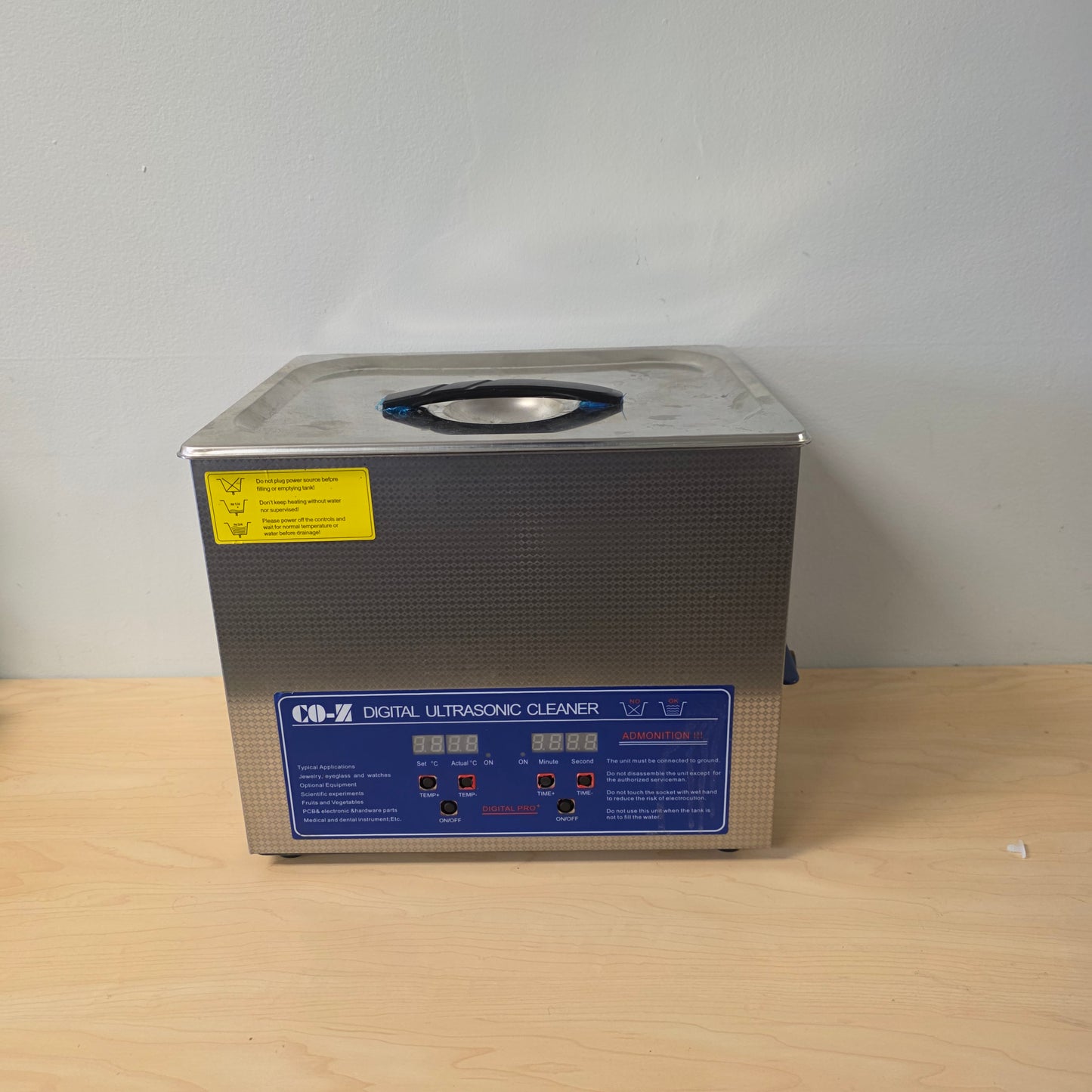 CO-Z Digital Ultrasonic Cleaner Silver Stainless Steel Sonic Bath Jewelry Tools TESTED