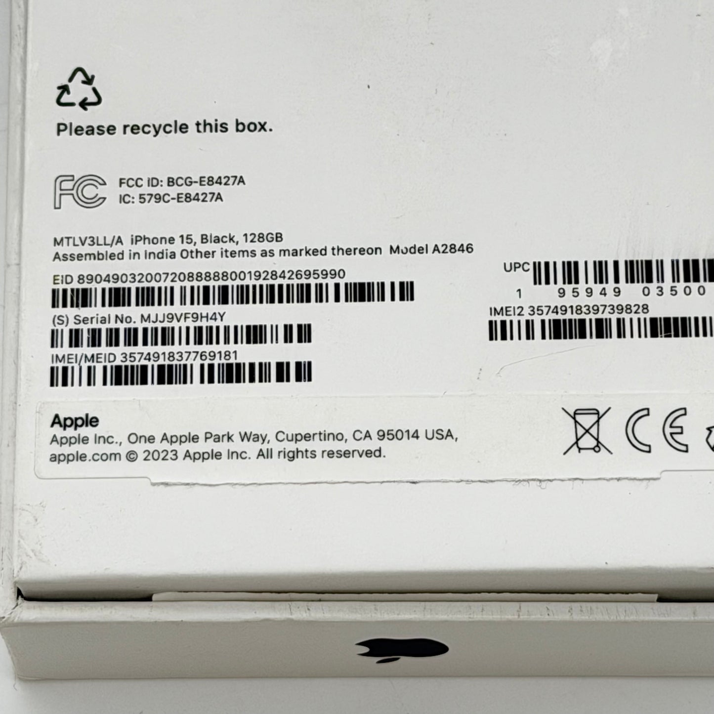 Apple iPhone 15 128GB Black Unlocked