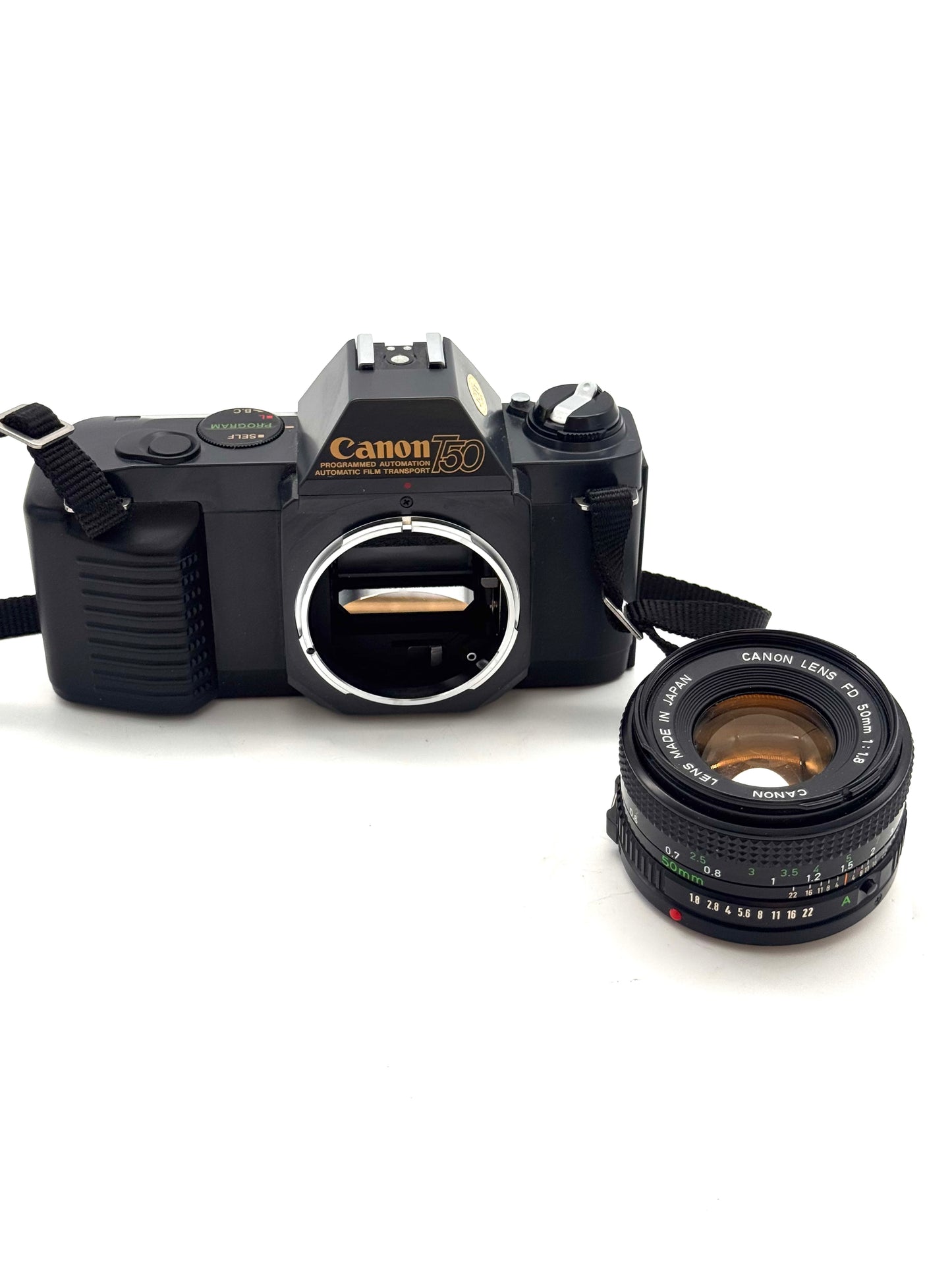 Canon T50 Vintage Camera w/ FD 50mm f/1.8 Lens - Black - Broken