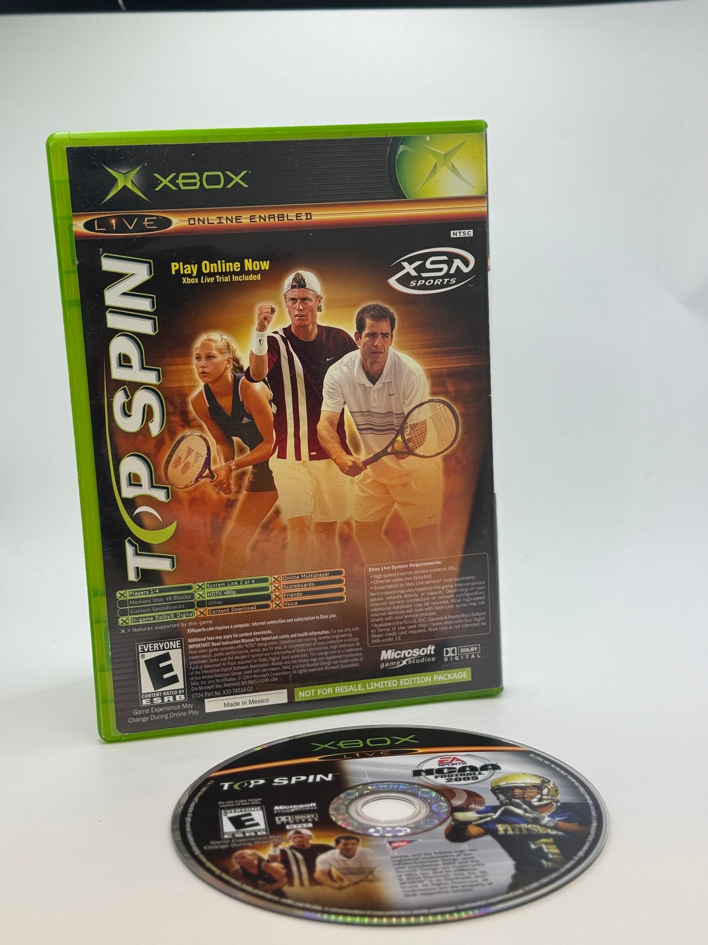 Used Xbox NCAA Football 2005 Top Spin Combo with Box