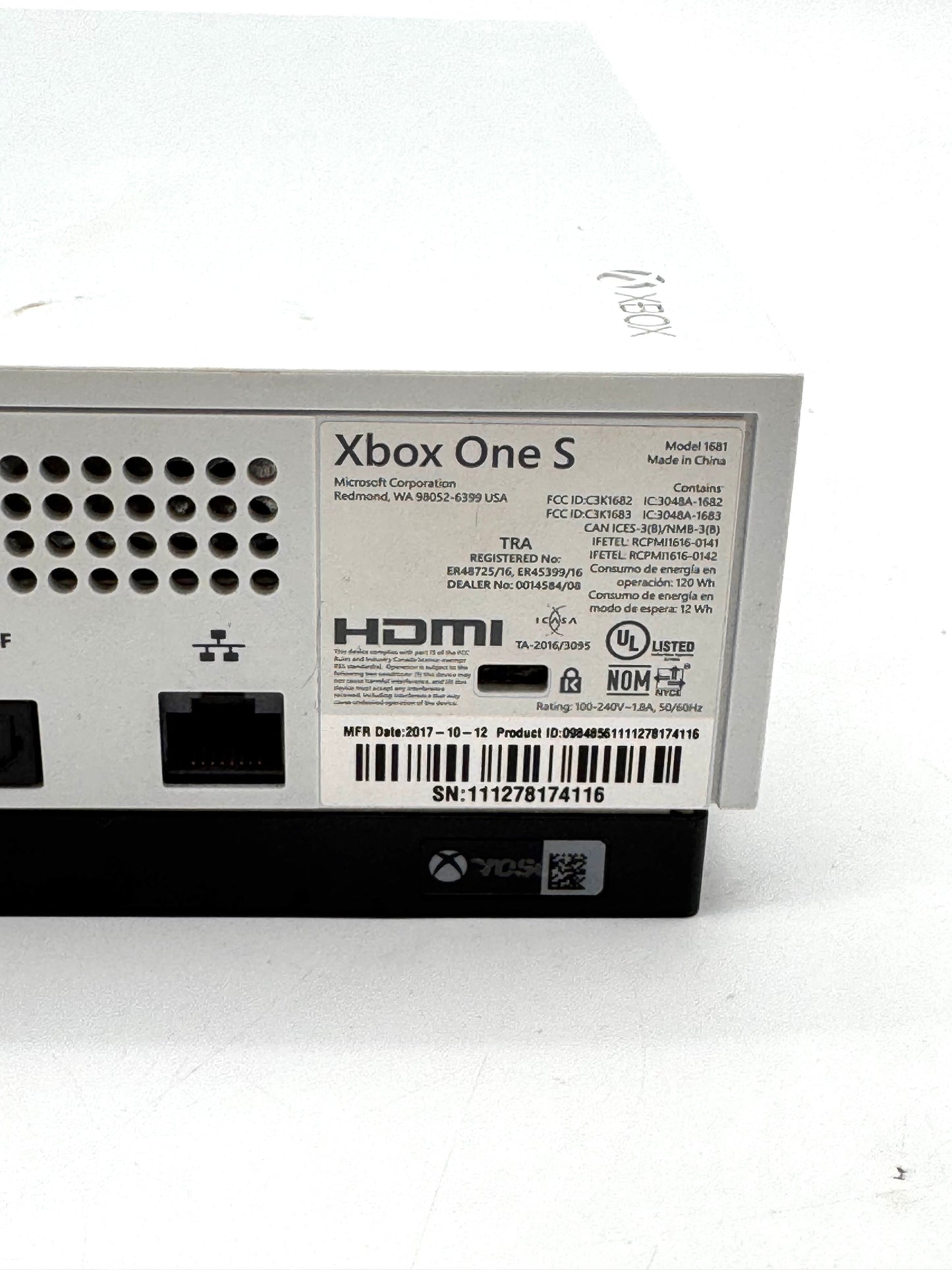 Microsoft Xbox One S 1681 500GB White Console Tested Working 2016