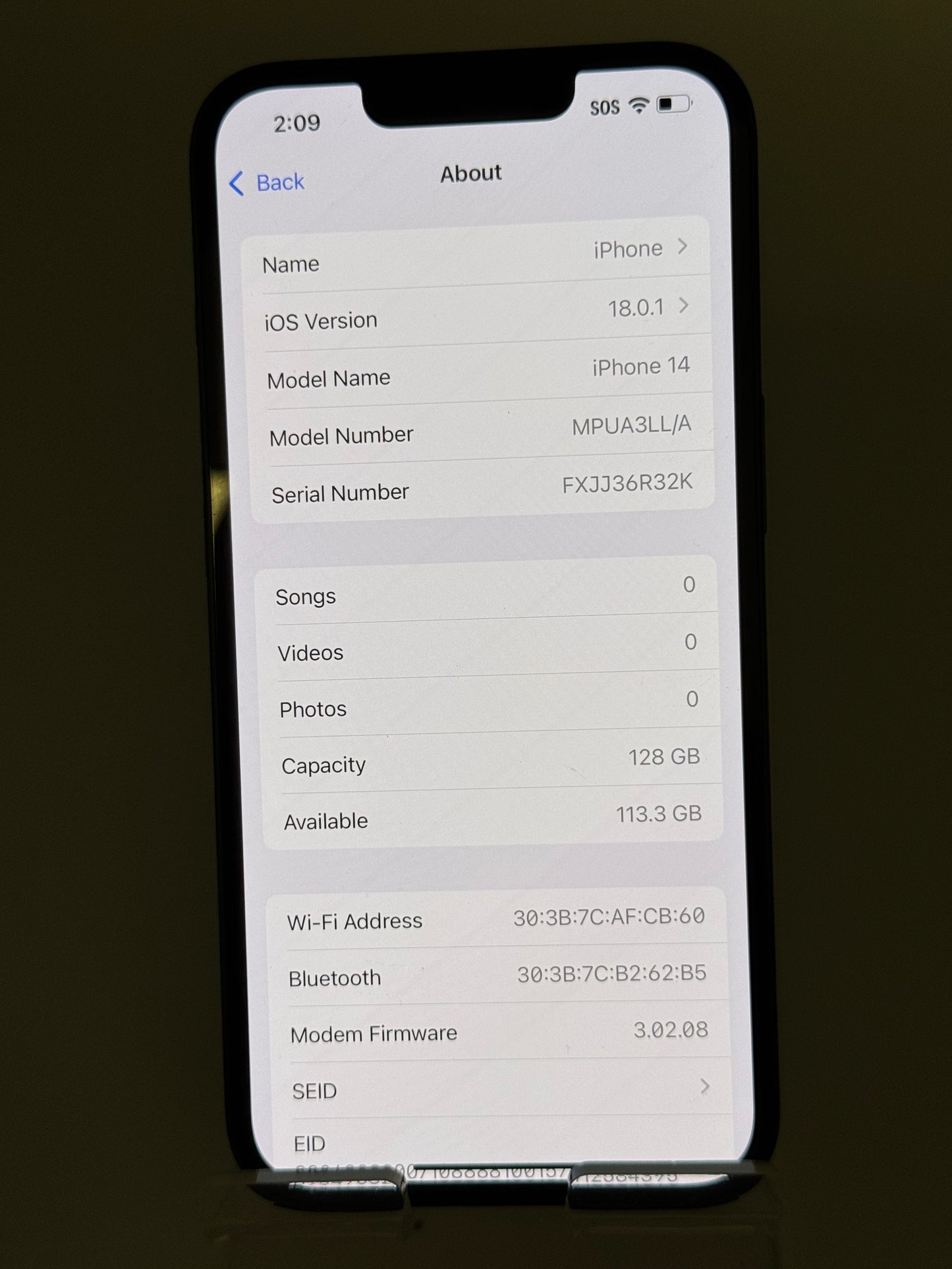Apple iPhone 14 128GB | Black Verizon 90% Battery | Parts Only!