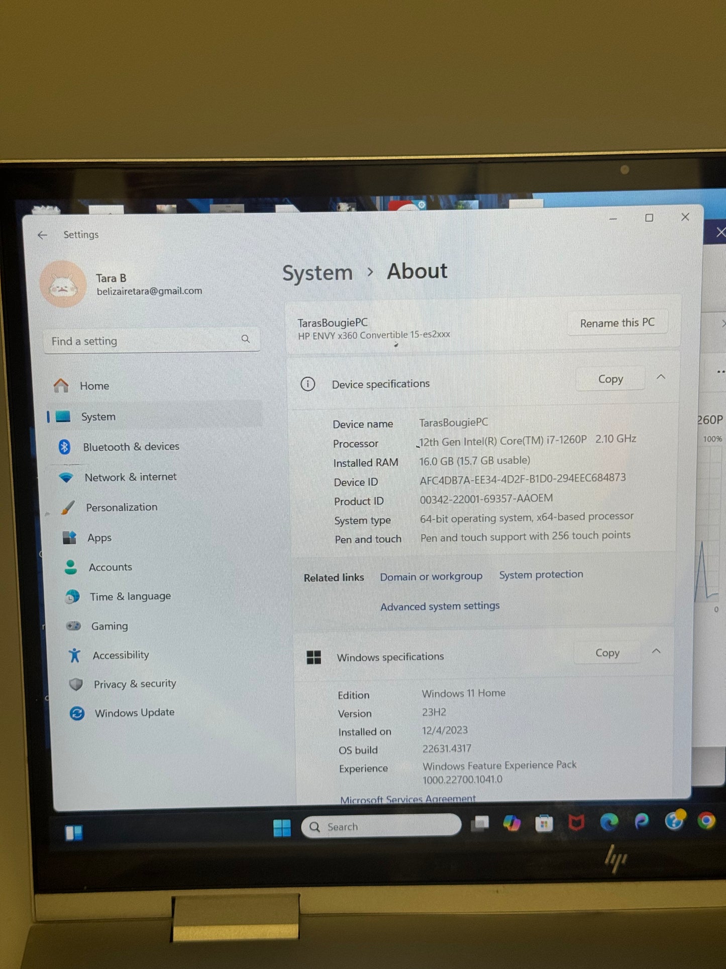 HP Envy x360 15-es2xxx Core i7 16GB 1TB 15-Inch Gray Laptop NO CHARGER