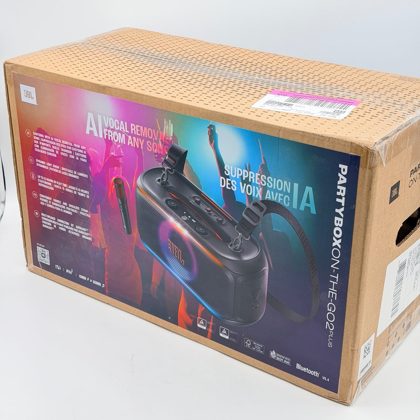 JBL PartyBox On-The-Go 2 Plus Wireless Karaoke Speaker w/ Microphone (Black)