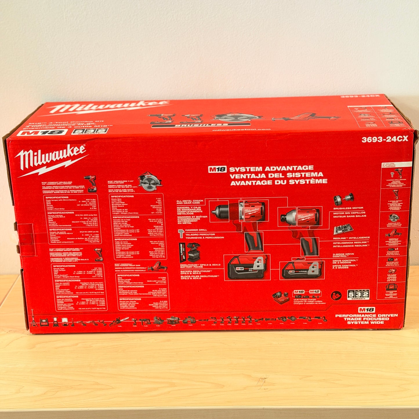 Milwaukee 3693-24CX M18 18V Brushless 4-Tool Cordless Combo Kit - NEW IN BOX