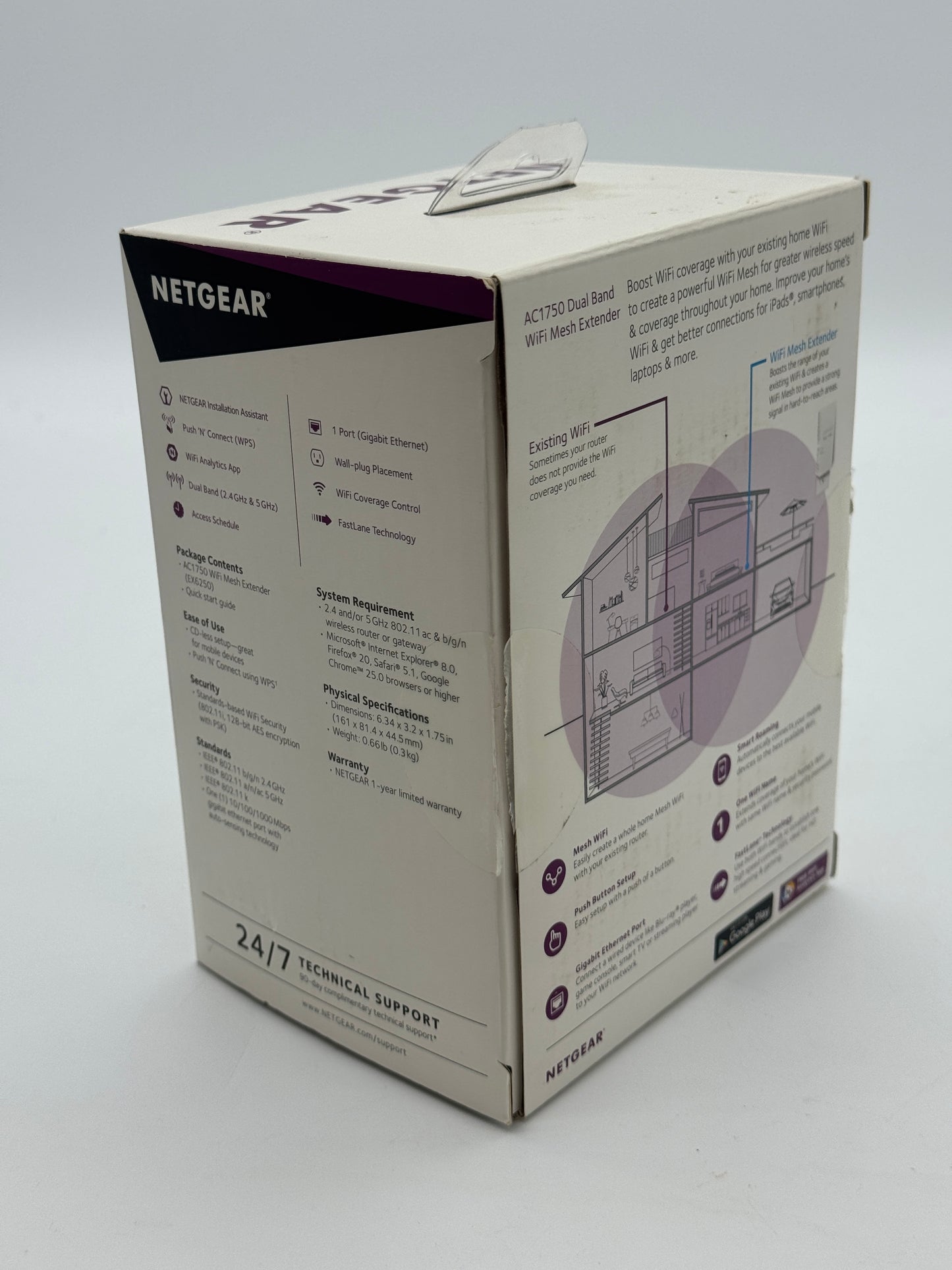 Netgear AC1750 Dual-Band Wi-Fi Mesh Range Extender - New Open Box - White