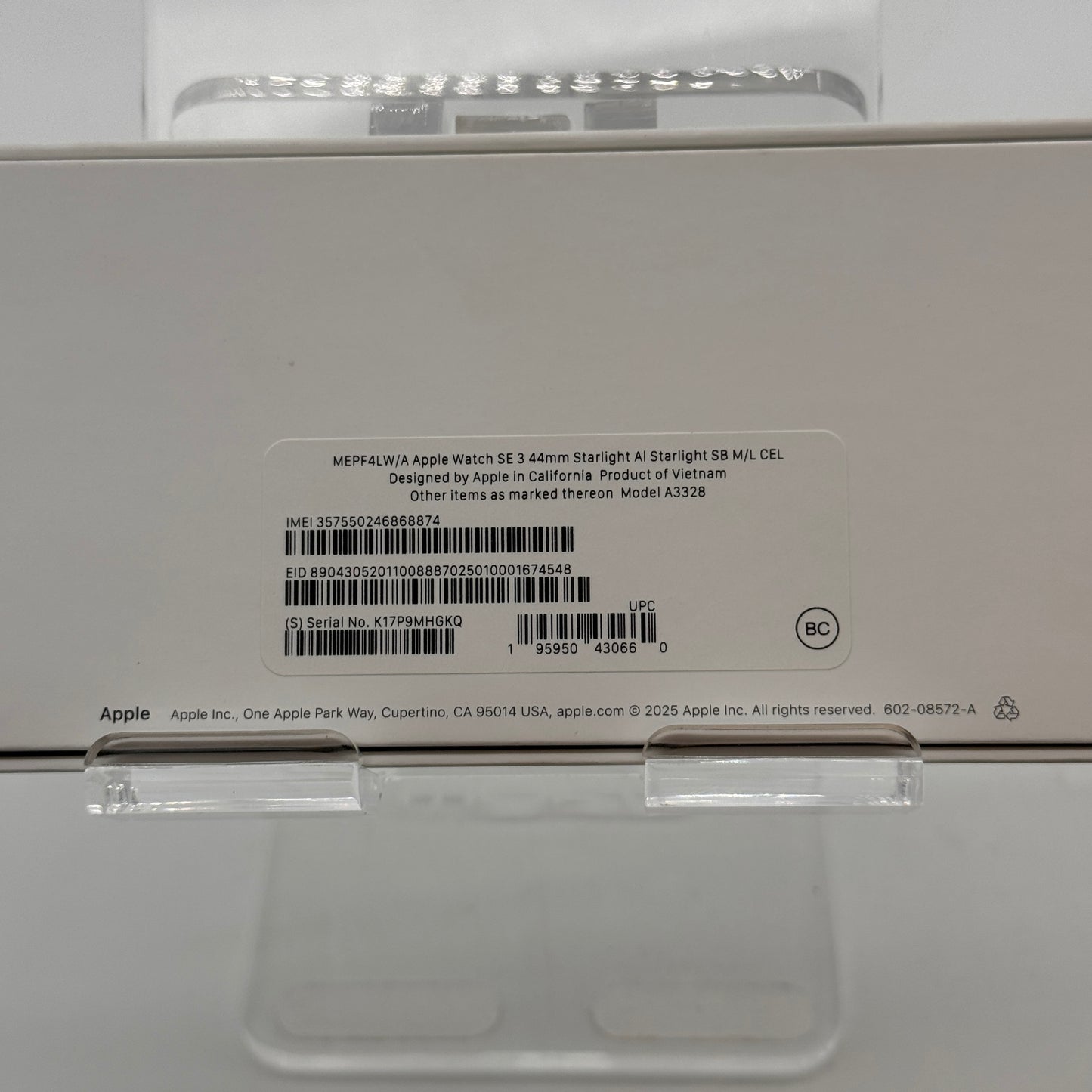 Apple Watch SE 3 Cellular 44mm A3328 2025 White Unlocked M/L