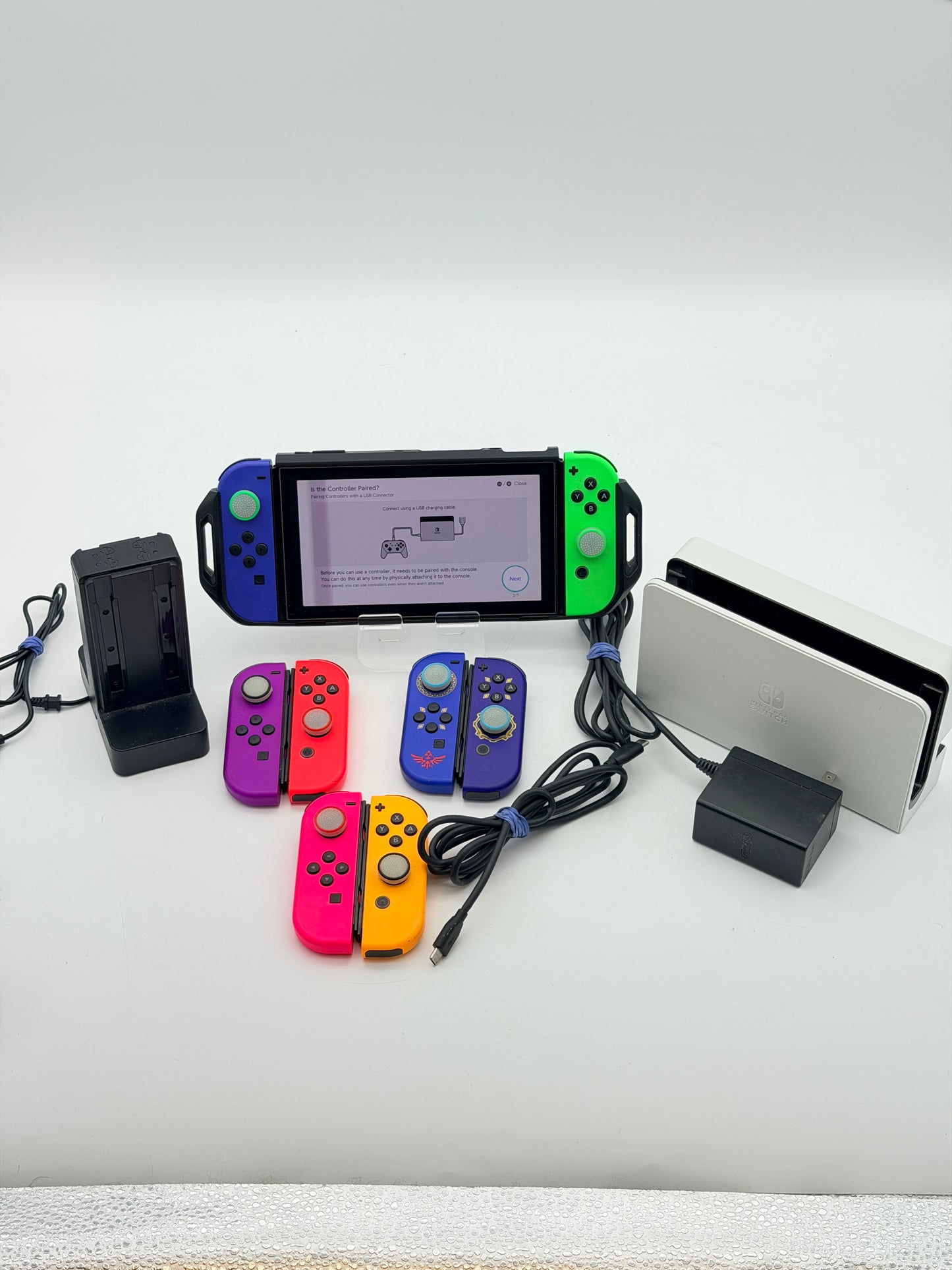 Nintendo Switch OLED Console Bundle w/ Dock Case 4 Sets Joy-Cons Charging Stand