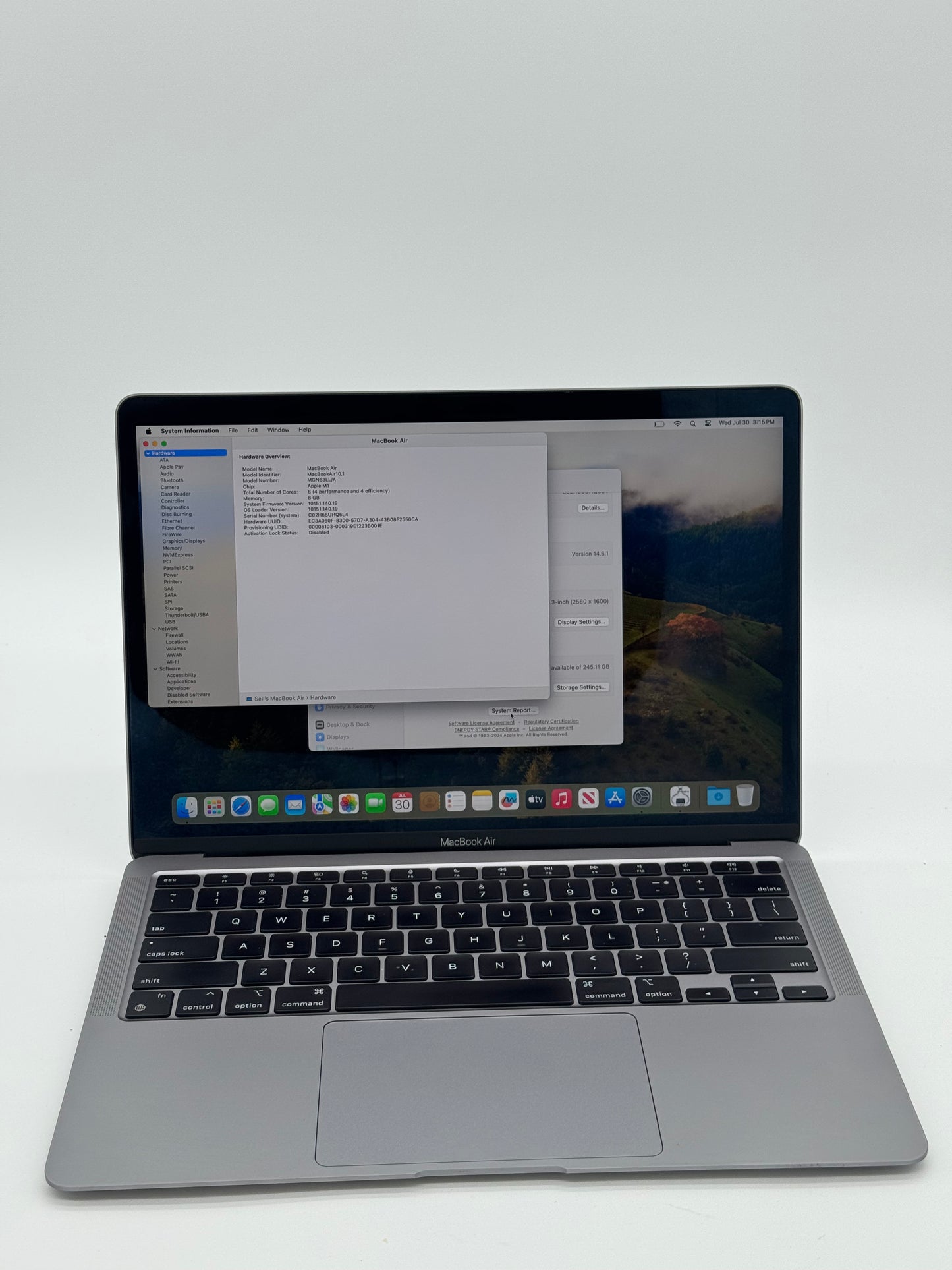 Apple Macbook Air M1 A2337 2020 - Used, 8GB RAM, 128GB SSD, Space Gray