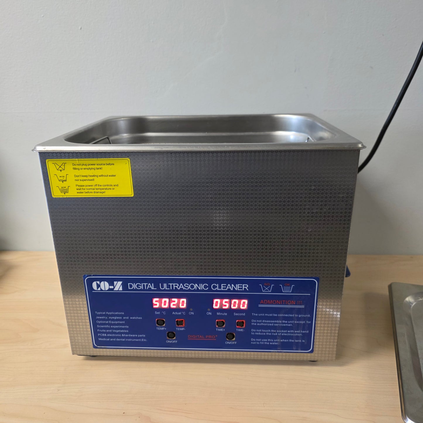 CO-Z Digital Ultrasonic Cleaner Silver Stainless Steel Sonic Bath Jewelry Tools TESTED
