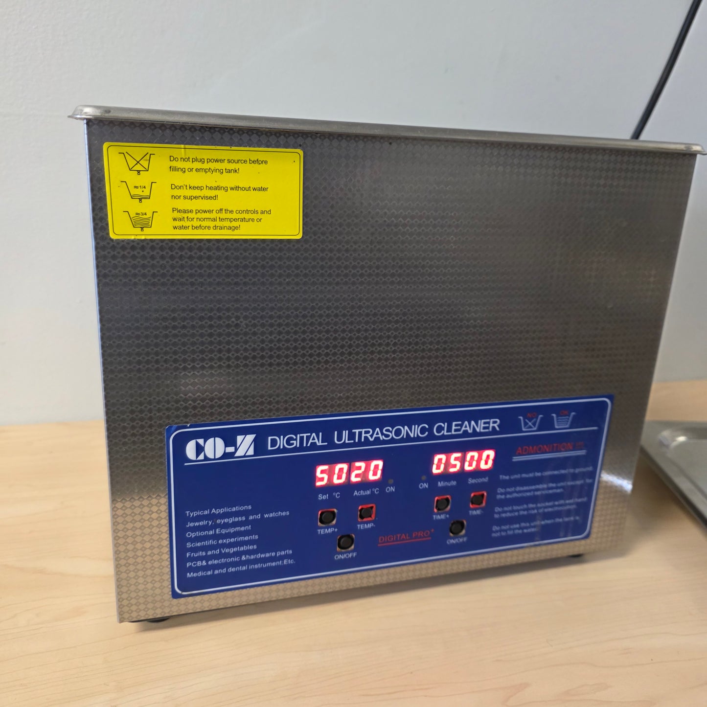 CO-Z Digital Ultrasonic Cleaner Silver Stainless Steel Sonic Bath Jewelry Tools TESTED