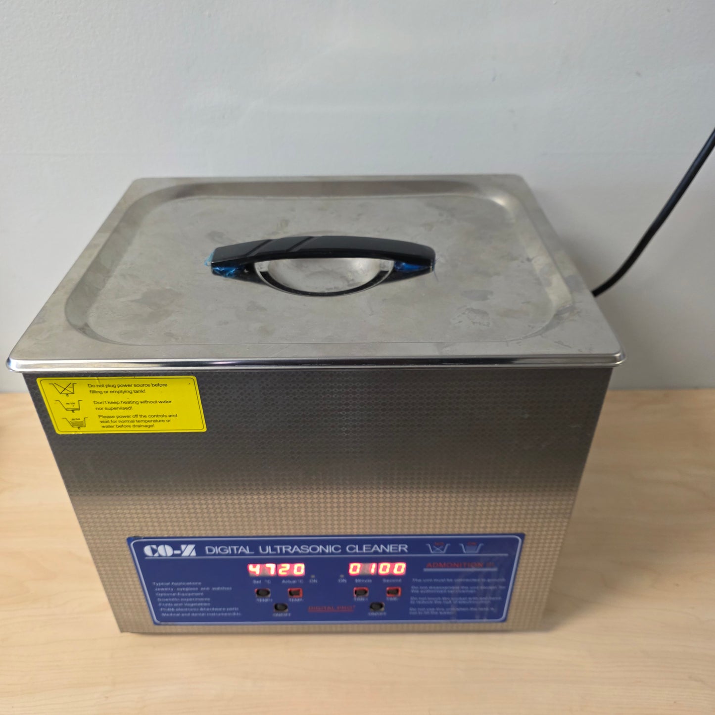 CO-Z Digital Ultrasonic Cleaner Silver Stainless Steel Sonic Bath Jewelry Tools TESTED