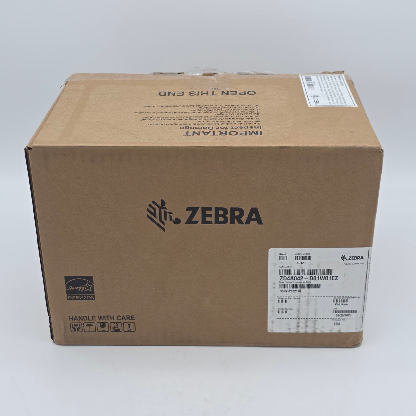 Zebra ZD421 Direct Label Printer ZD4A042-D01W01EZ With Power Adapter