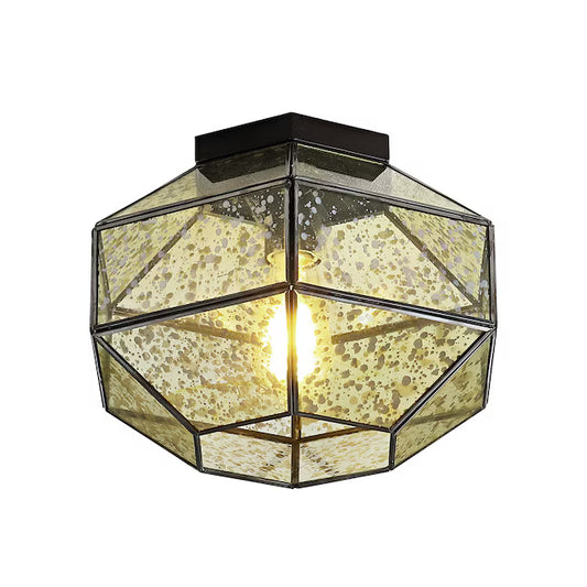 JONATHAN Y Evelyn Oil Rubbed Bronze Vintage Iron/Glass LED Flush Mount Light