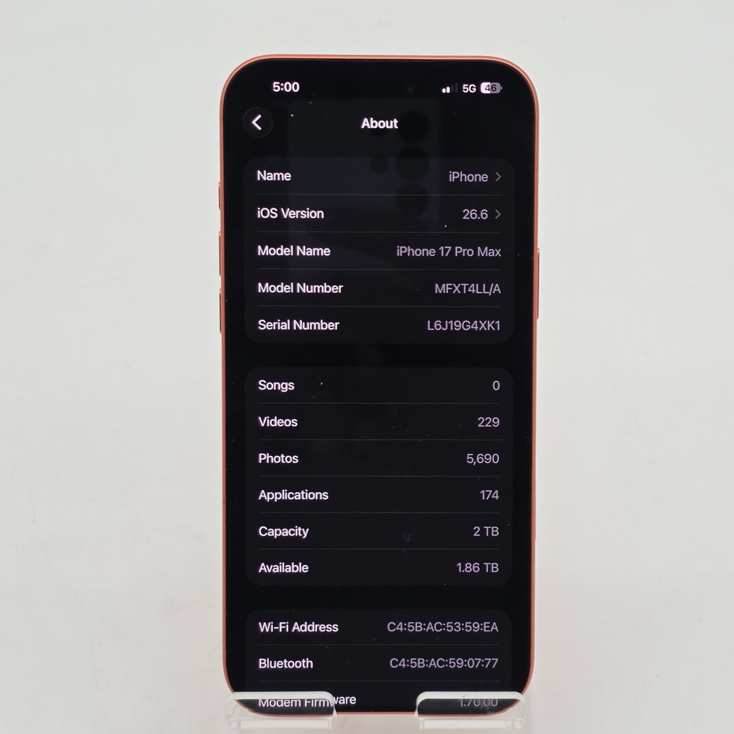Apple iPhone 17 Pro Max 2TB Orange Unlocked Used - A