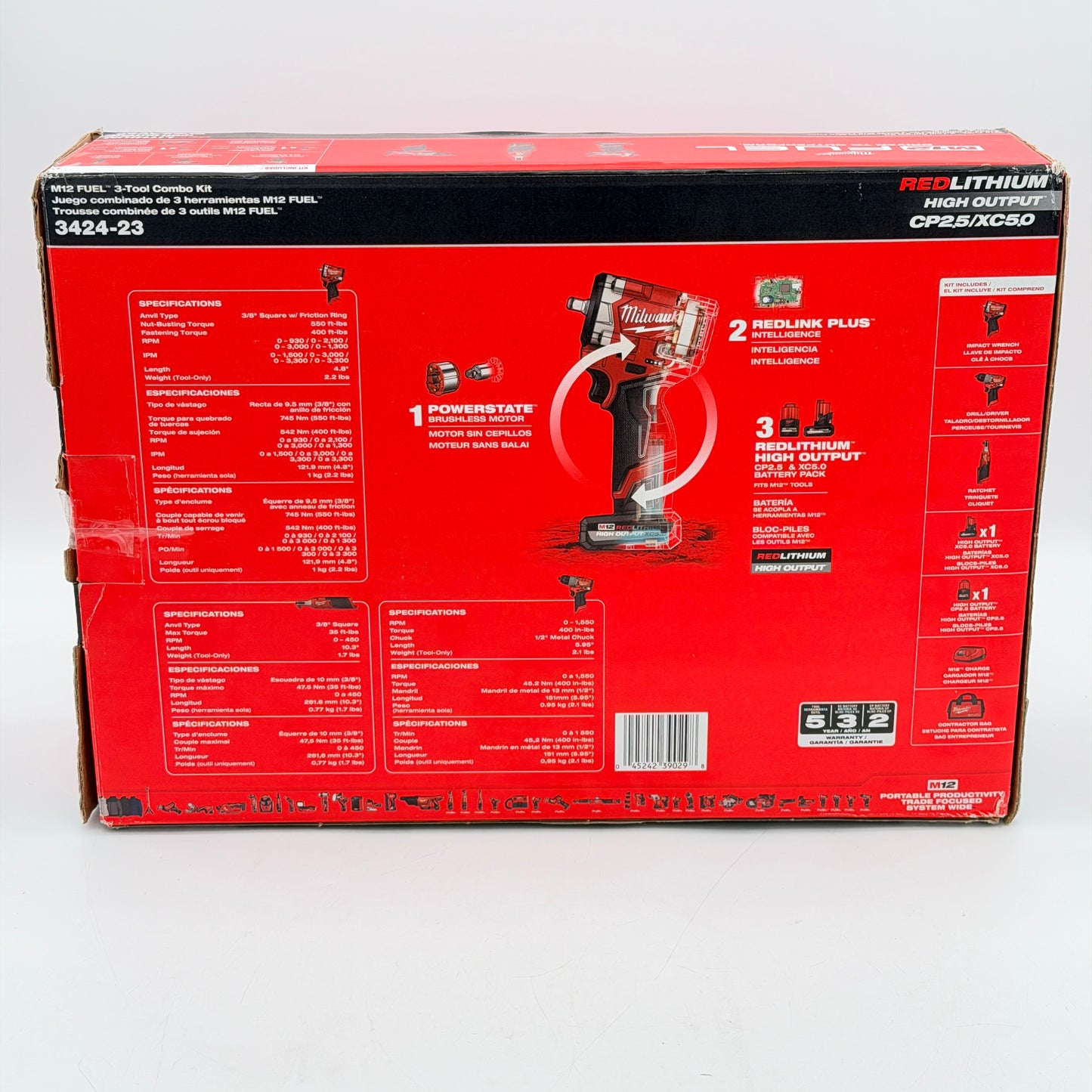 Milwaukee M12 FUEL 3-Tool Combo Kit 3424-23 Stubby Impact Wrench Ratchet Drill - New In Box