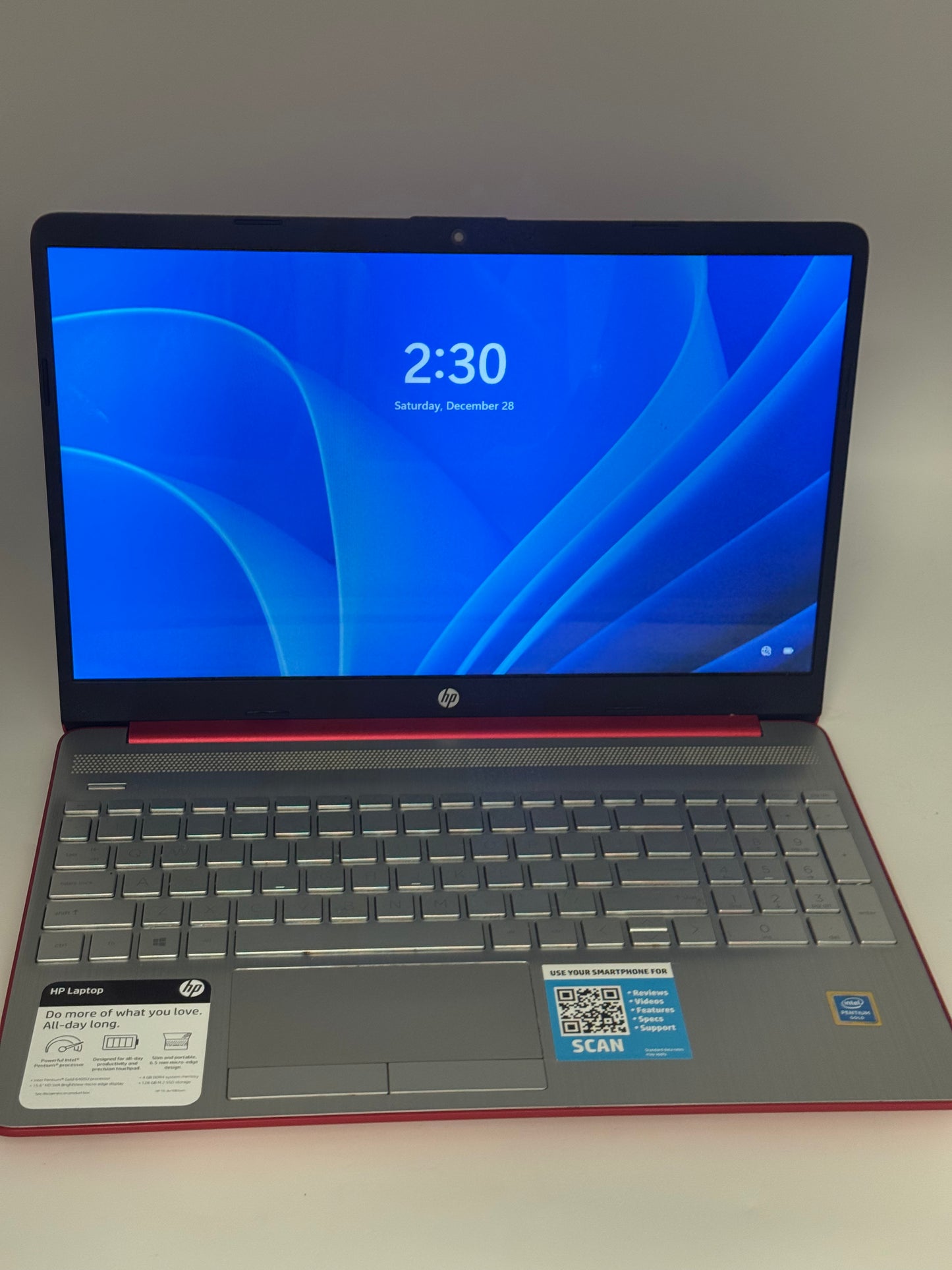 HP 15-DW1083WM Red Laptop - Intel Pentium, 128GB Storage, 4GB RAM - Used