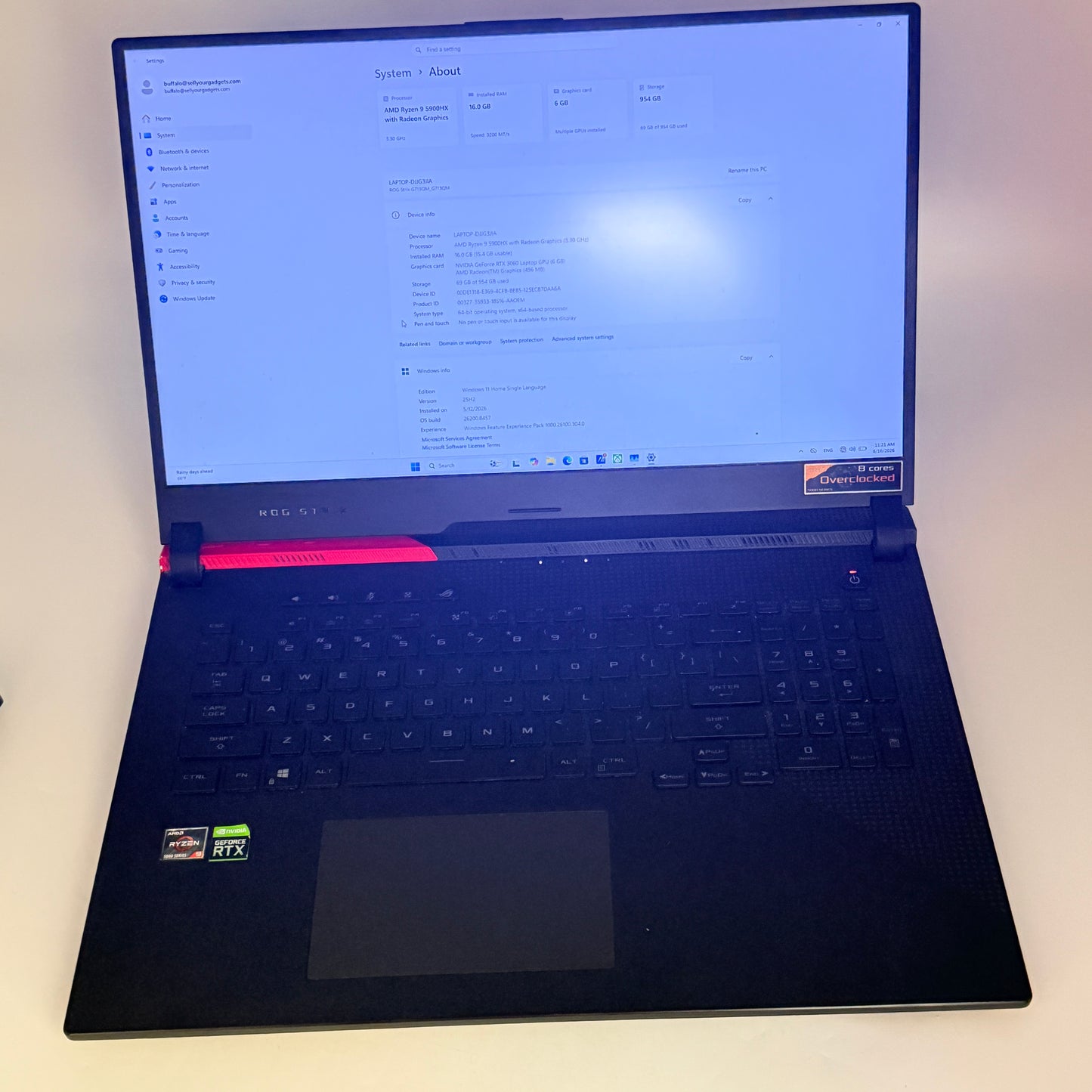 ASUS ROG Strix G17 Gaming Laptop 17.3-inch Ryzen 9 5900HX RTX 3060 16GB 1TB SSD - Used A