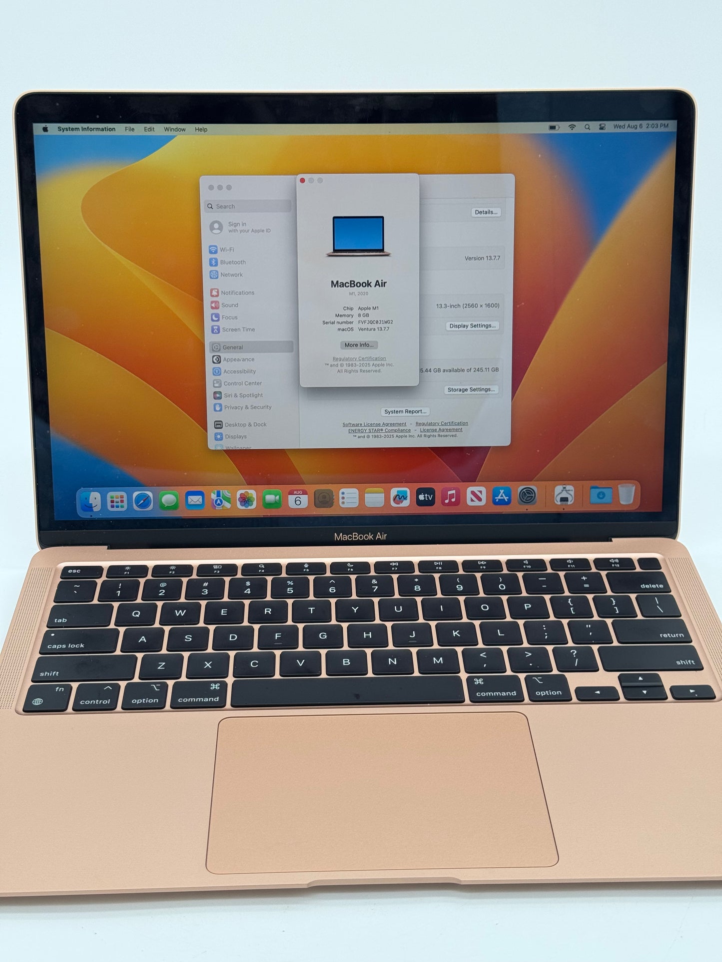 Apple MacBook Air M1 (A2337, 2020) - Rose Gold - 256GB SSD - Low Cycle Count