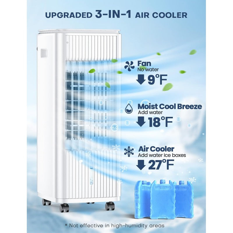 Evaporative Air Cooler 3-in-1 Portable Air Fan Swamp Cooler w/ Remote 1.8 Gal