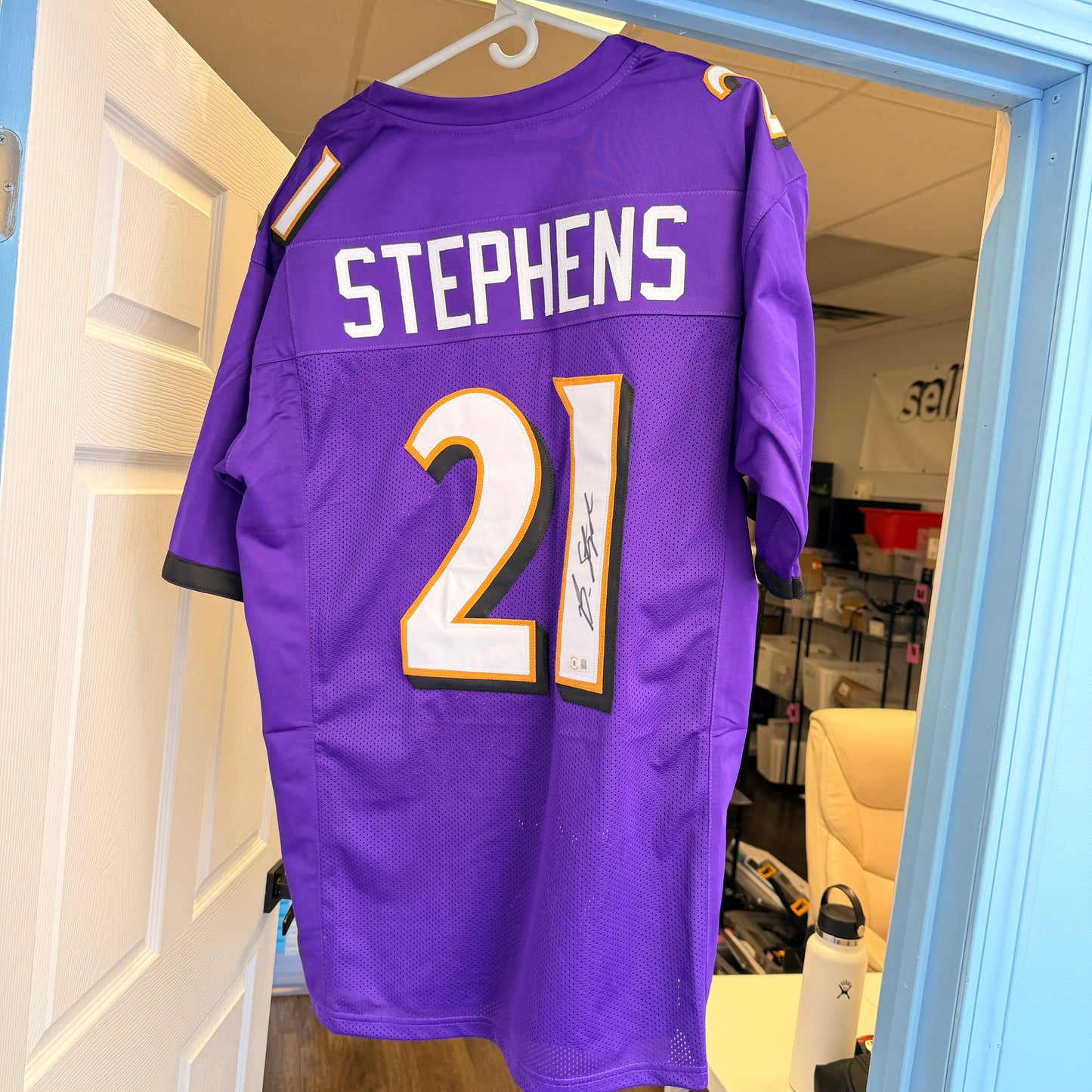 Brandon Stephens Signed Baltimore Ravens Custom Purple Jersey Autographed Beckett BAS