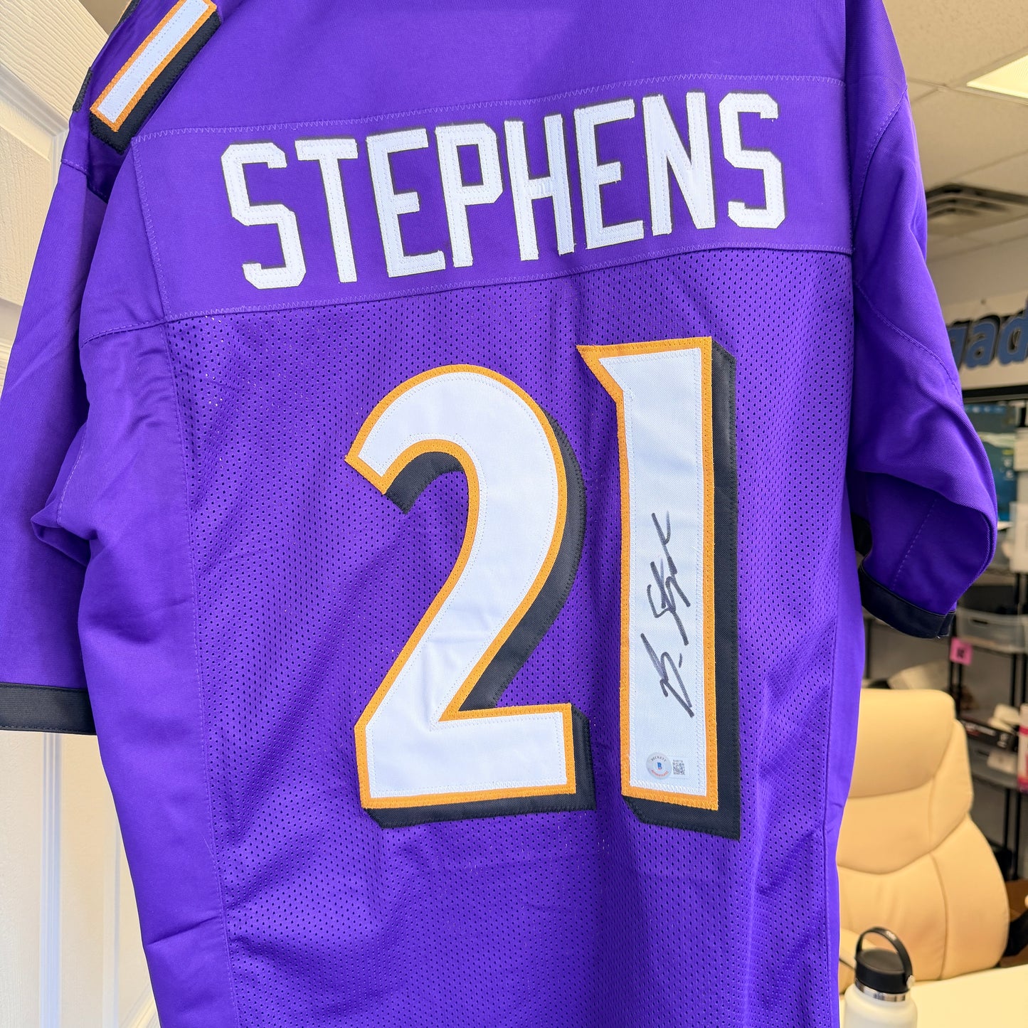 Brandon Stephens Signed Baltimore Ravens Custom Purple Jersey Autographed Beckett BAS