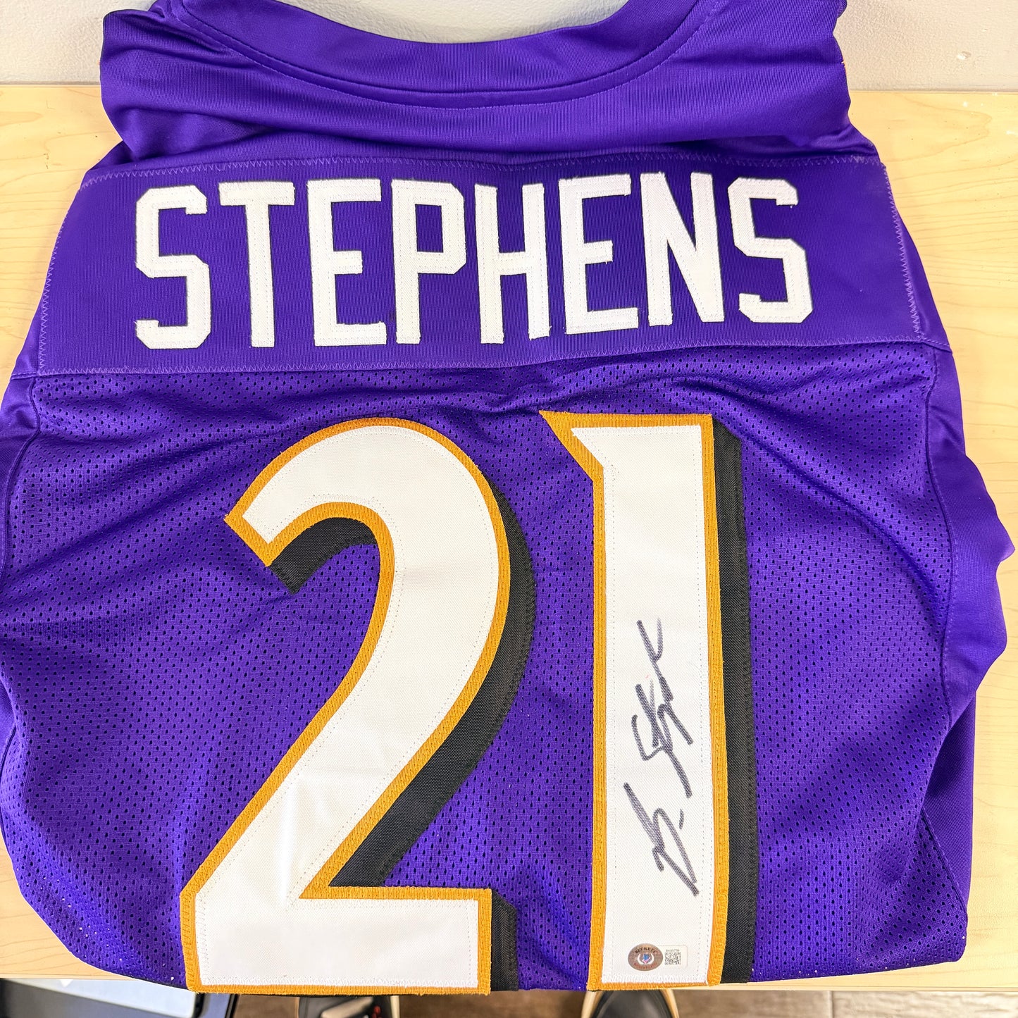 Brandon Stephens Signed Baltimore Ravens Custom Purple Jersey Autographed Beckett BAS