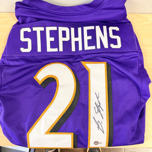 Brandon Stephens Signed Baltimore Ravens Custom Purple Jersey Autographed Beckett BAS