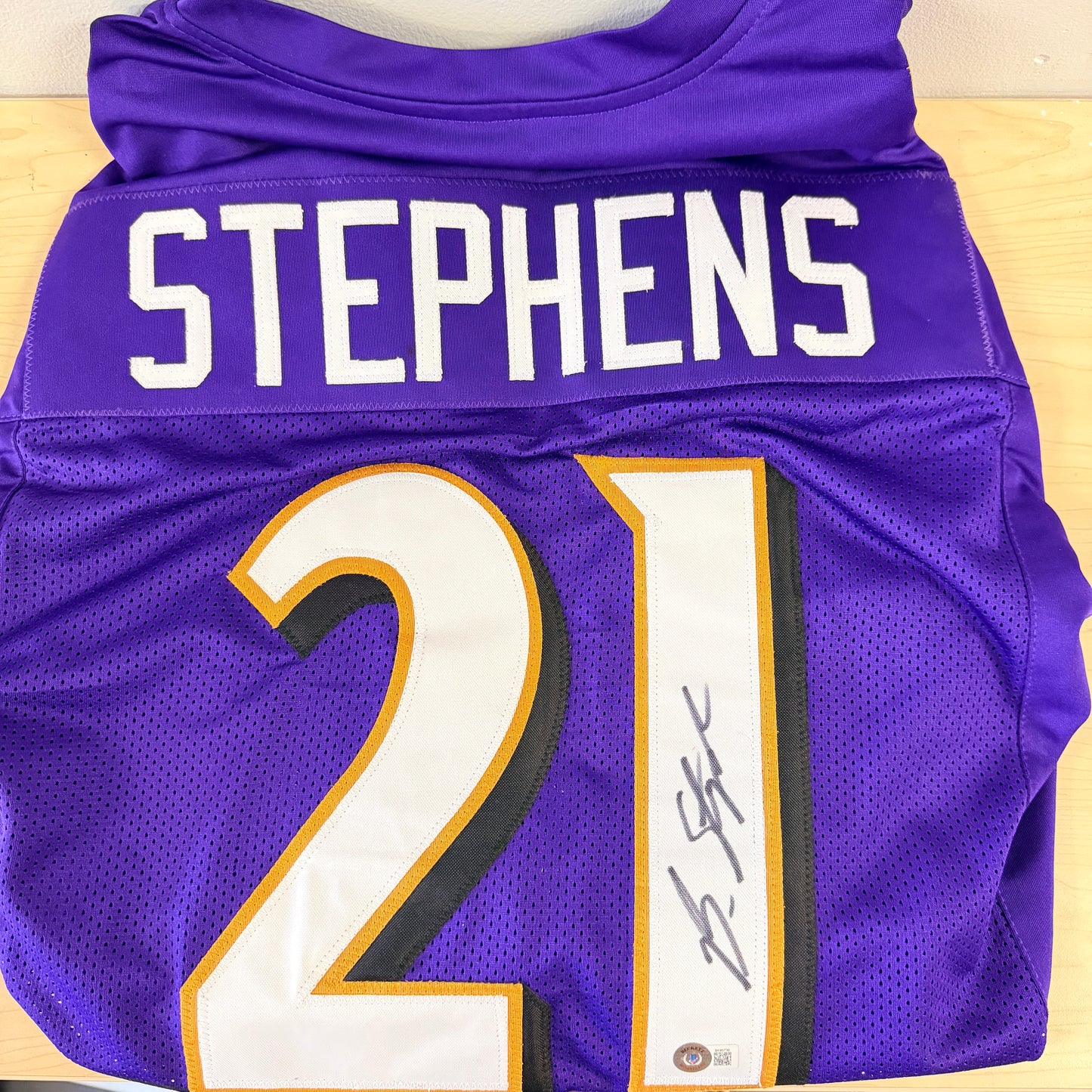 Brandon Stephens Signed Baltimore Ravens Custom Purple Jersey Autographed Beckett BAS