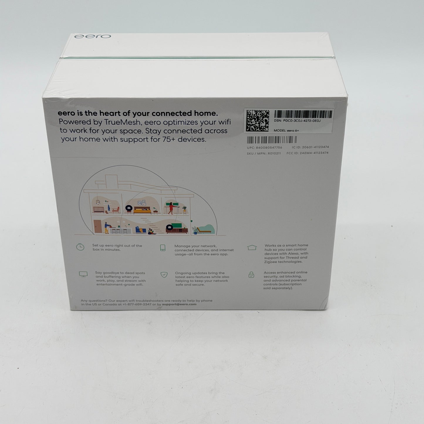 •	Amazon eero 6+ Dual-Band Mesh Wi-Fi 6 Router AX3000 R010001 - New In Box Sealed