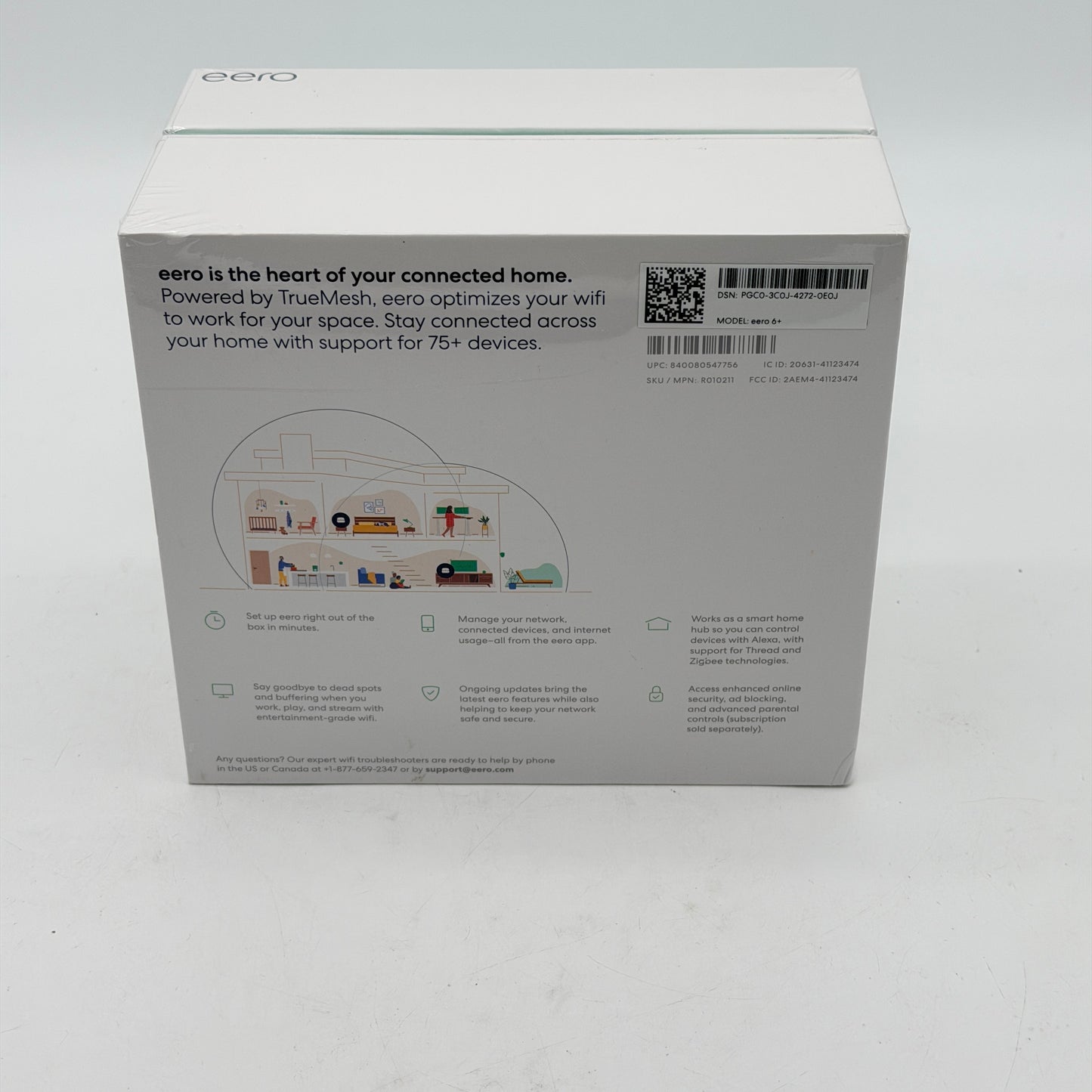 •	Amazon eero 6+ Dual-Band Mesh Wi-Fi 6 Router AX3000 R010001 - New In Box Sealed