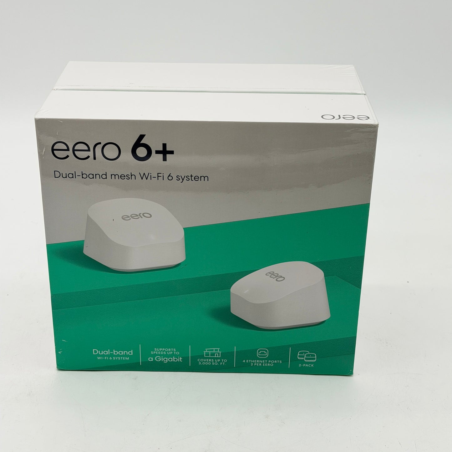 •	Amazon eero 6+ Dual-Band Mesh Wi-Fi 6 Router AX3000 R010001 - New In Box Sealed
