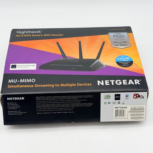 NETGEAR Nighthawk AC2300 Smart WiFi Router R7000P Dual-Band Black Tested Grade A