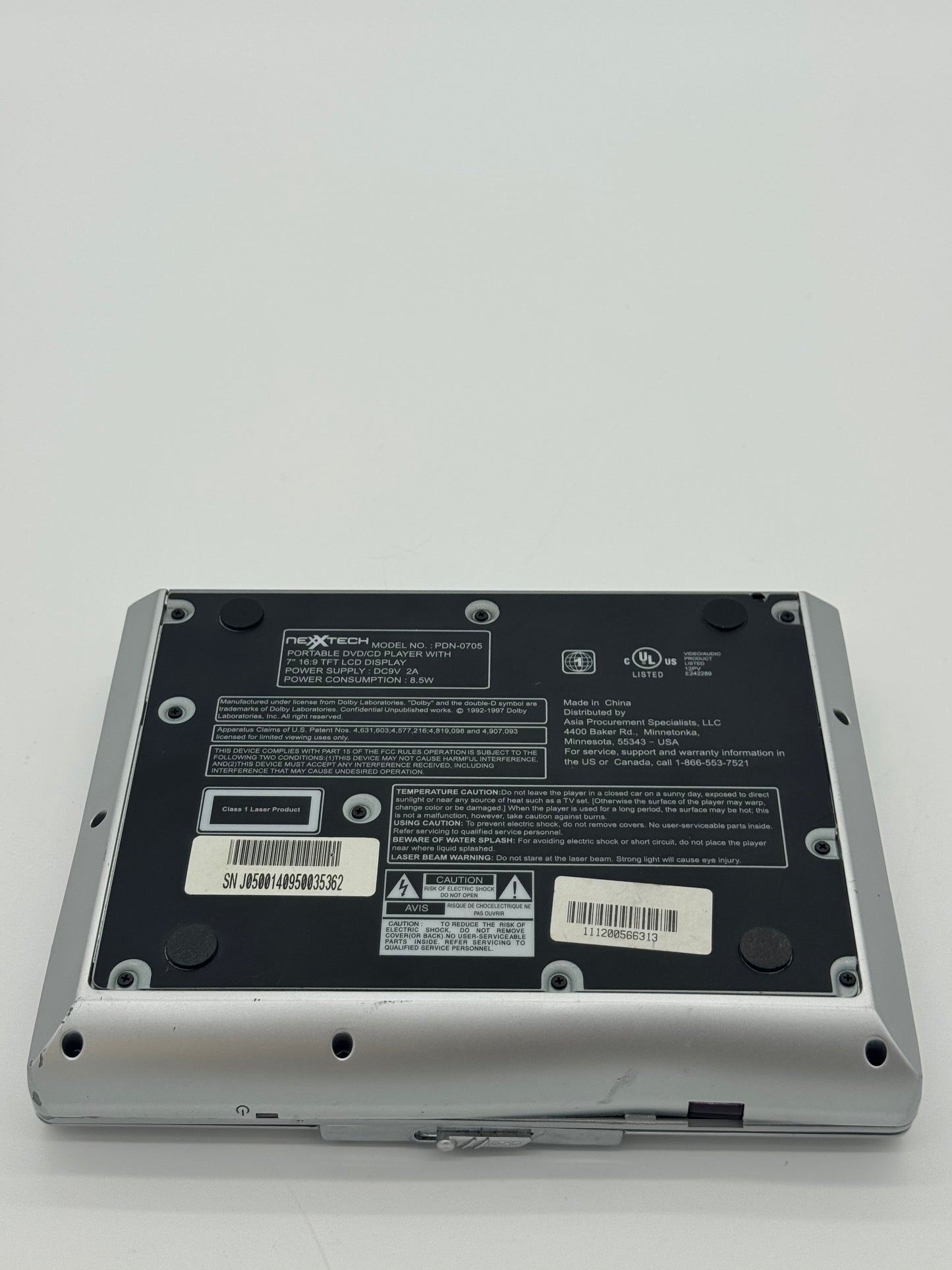 Nexxtech PDN-0705 Gray DVD Player - Used Condition
