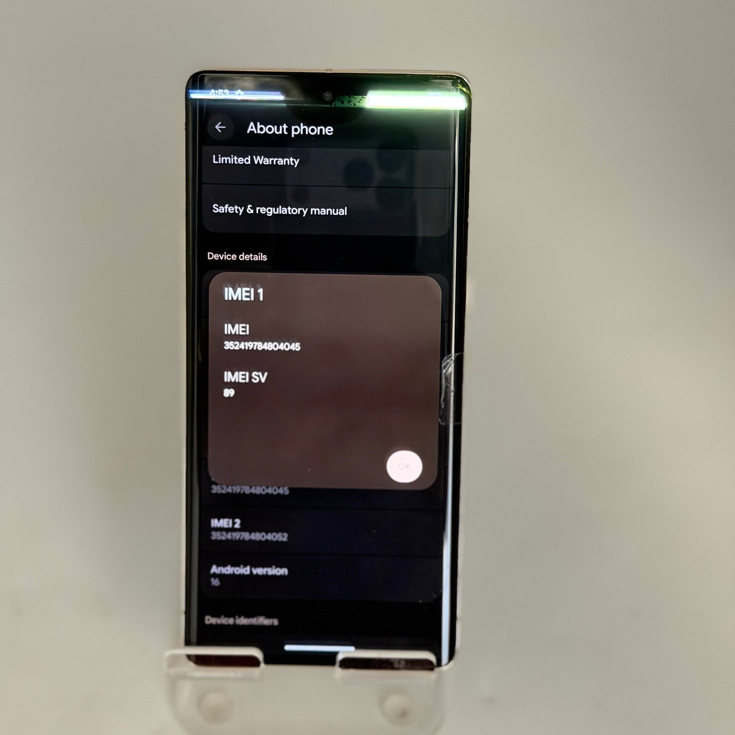 Google Pixel 7 Pro 128GB Hazel Unlocked Clean IMEI Broken Screen PARTS ONLY