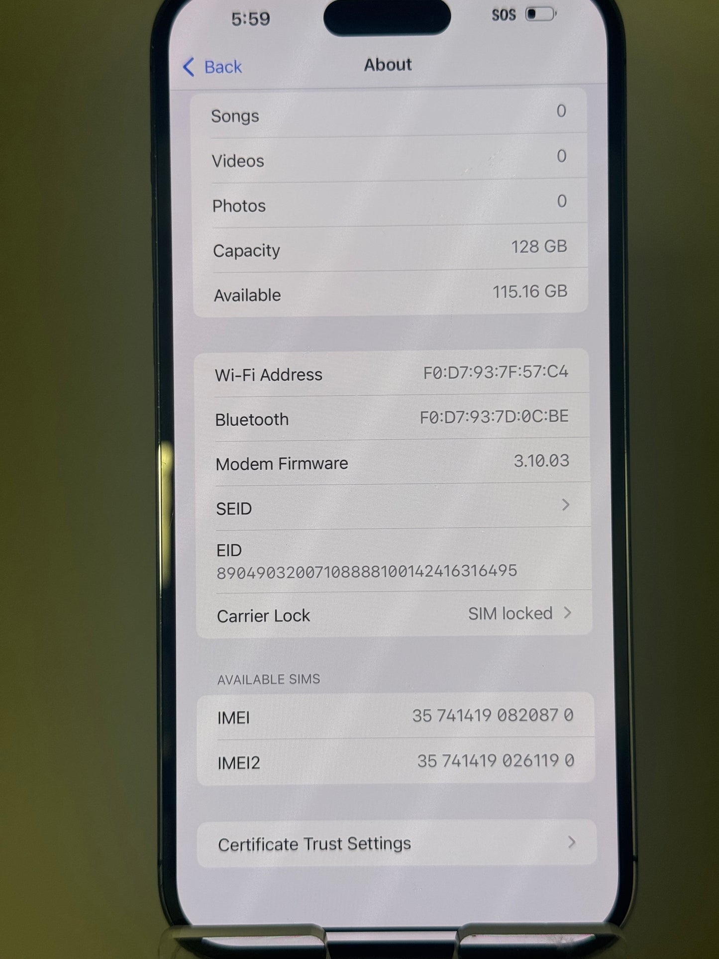 Apple iPhone 14 Pro Max - 256GB - Purple - Used - A - Clean IMEI - networked to AT&T