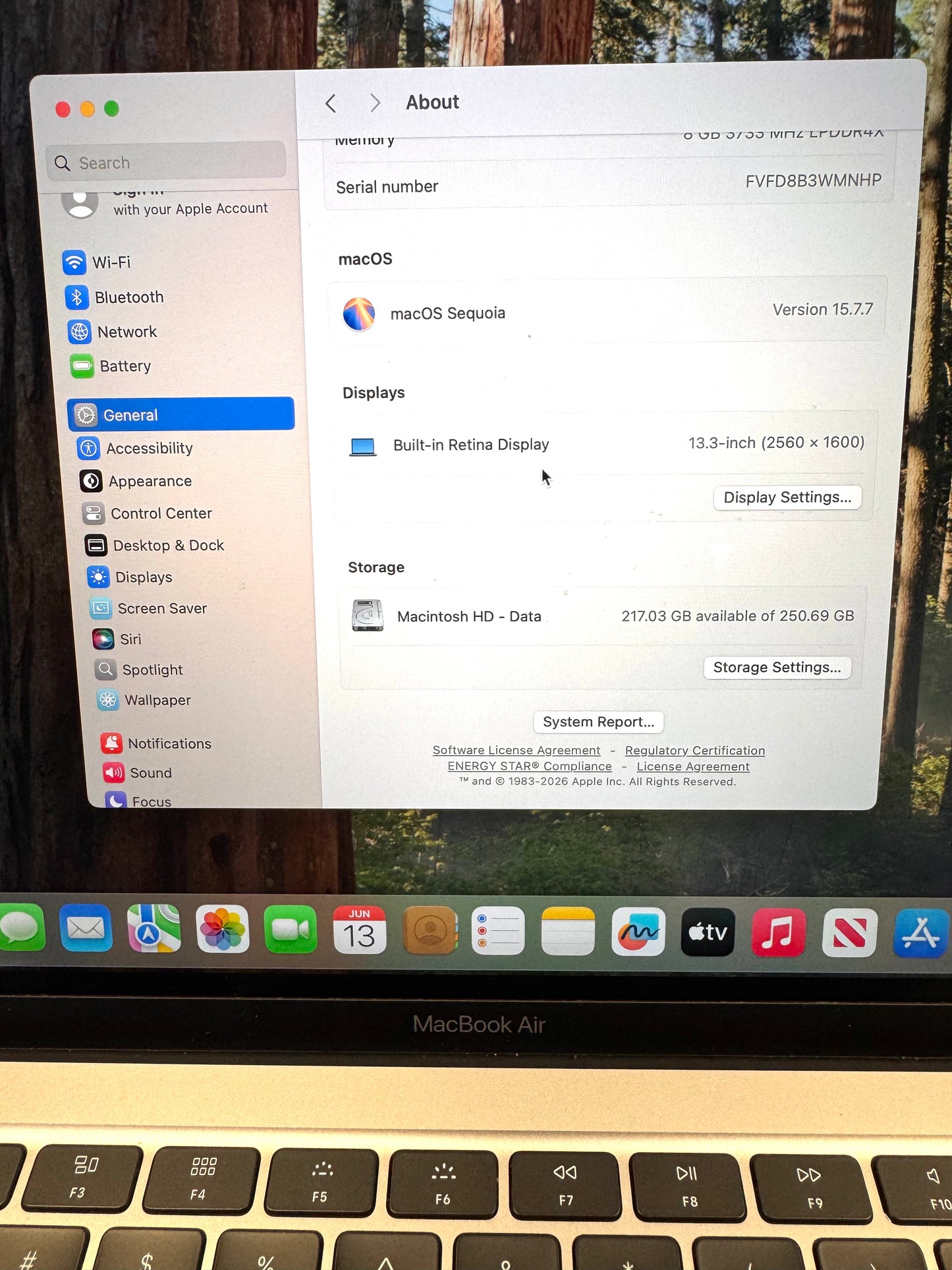 Apple MacBook Air 13" Retina A2179 2020 Space Gray 8GB RAM 256GB SSD Tested