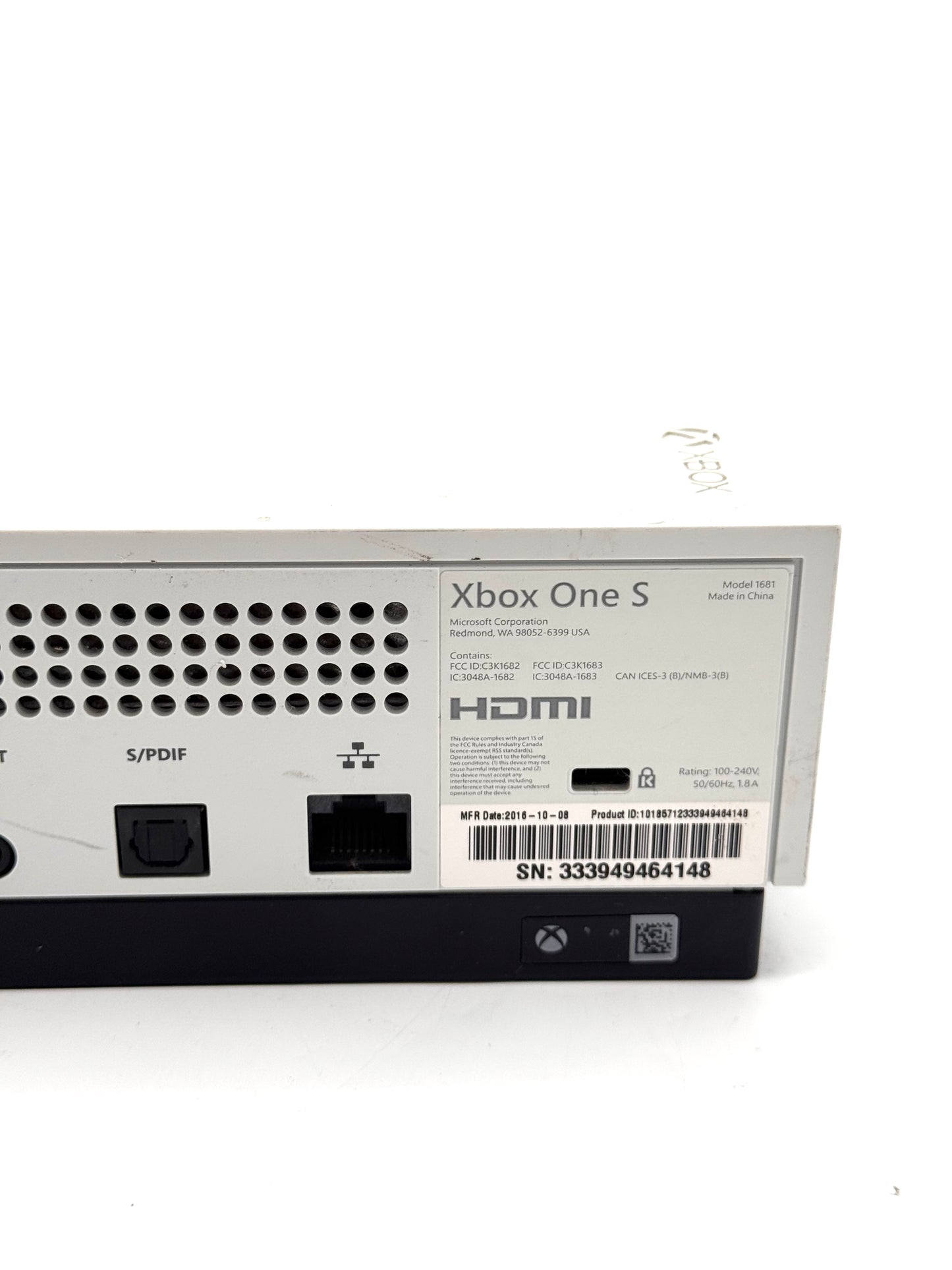 Microsoft Xbox One S 1681 500GB White Console 2016 BROKEN HDMI