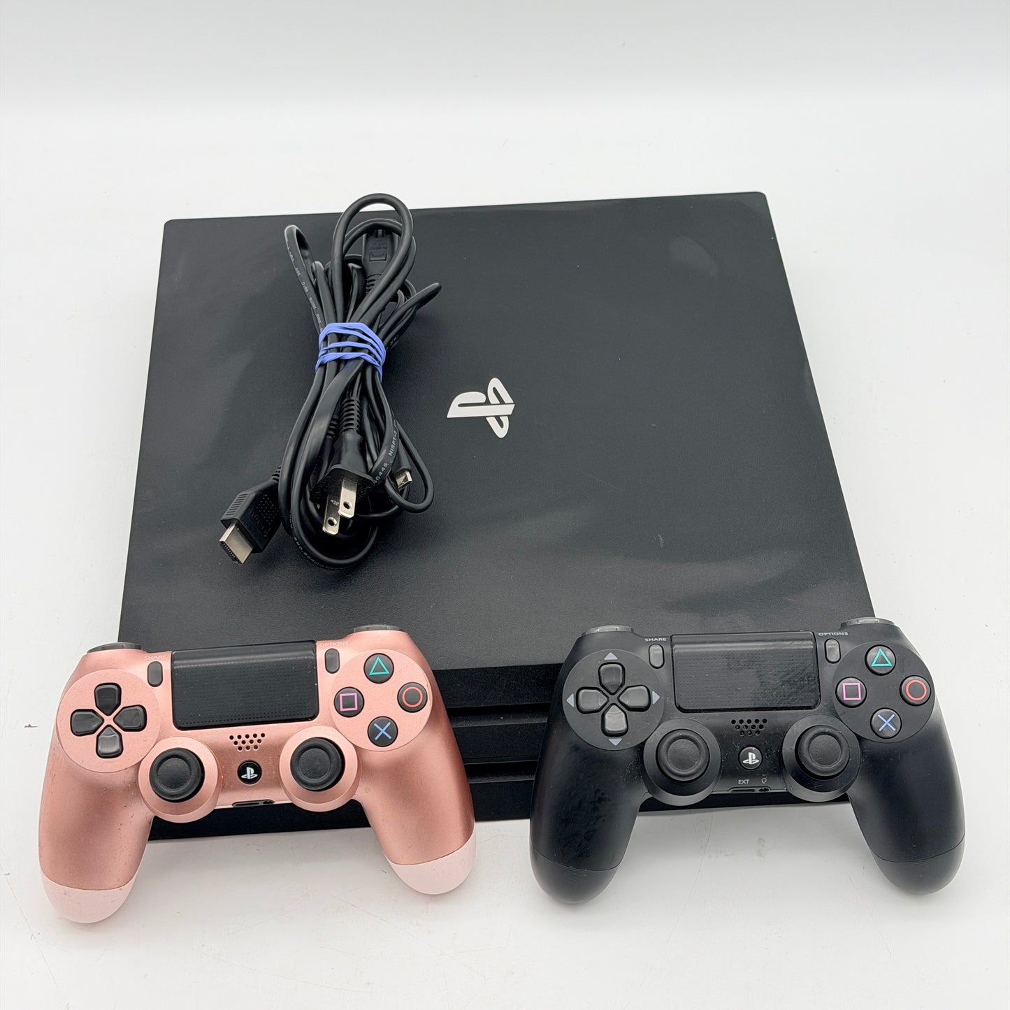 Sony PS4 Pro 1TB Black Console CUH-7215B Bundle w/ 2 Controllers & Cords TESTED