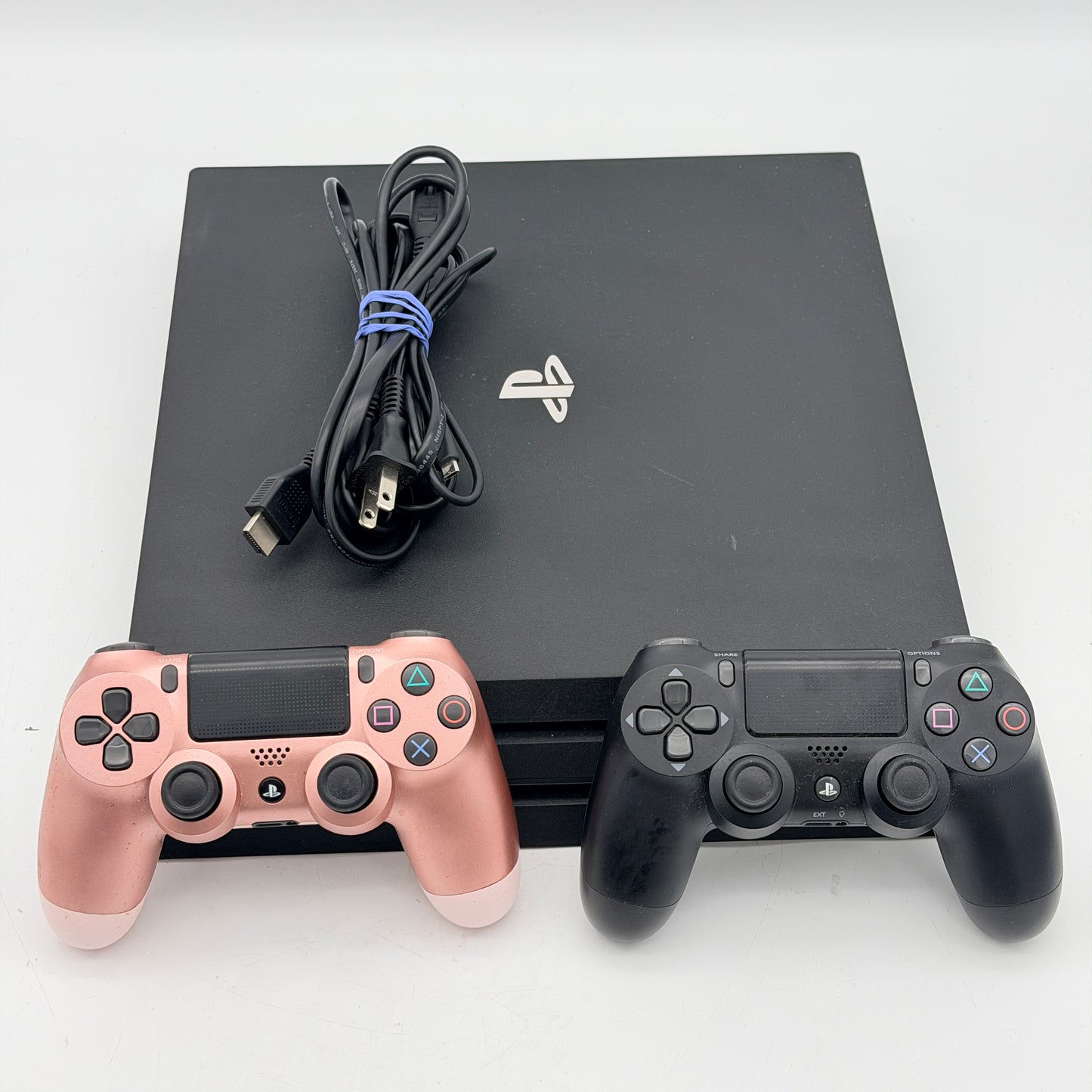 Sony PS4 Pro 1TB Black Console CUH-7215B Bundle w/ 2 Controllers & Cords TESTED