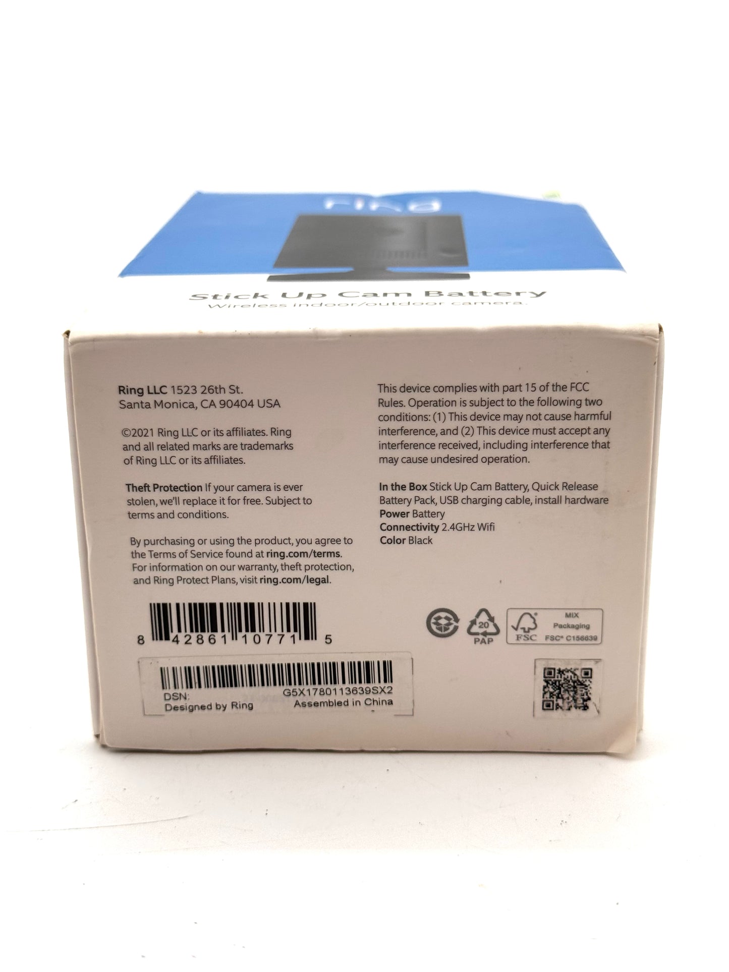 Ring Wireless Stick Up Camera White B07Q6ZZFLS Quill ****New In Box****