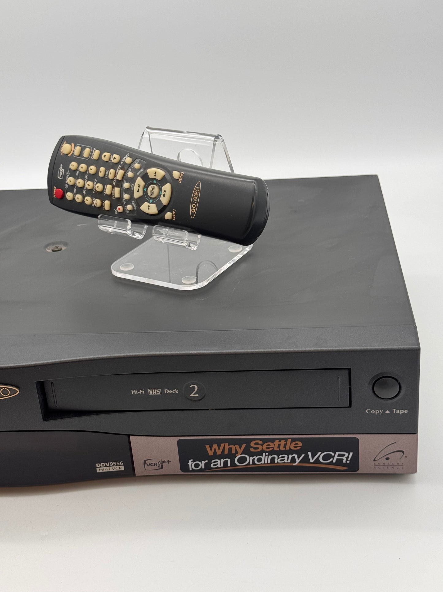 Go-Video DDV9556 Dual Deck VHS VCR Player Copier Hi-Fi Boxed W/ Remote - Tested
