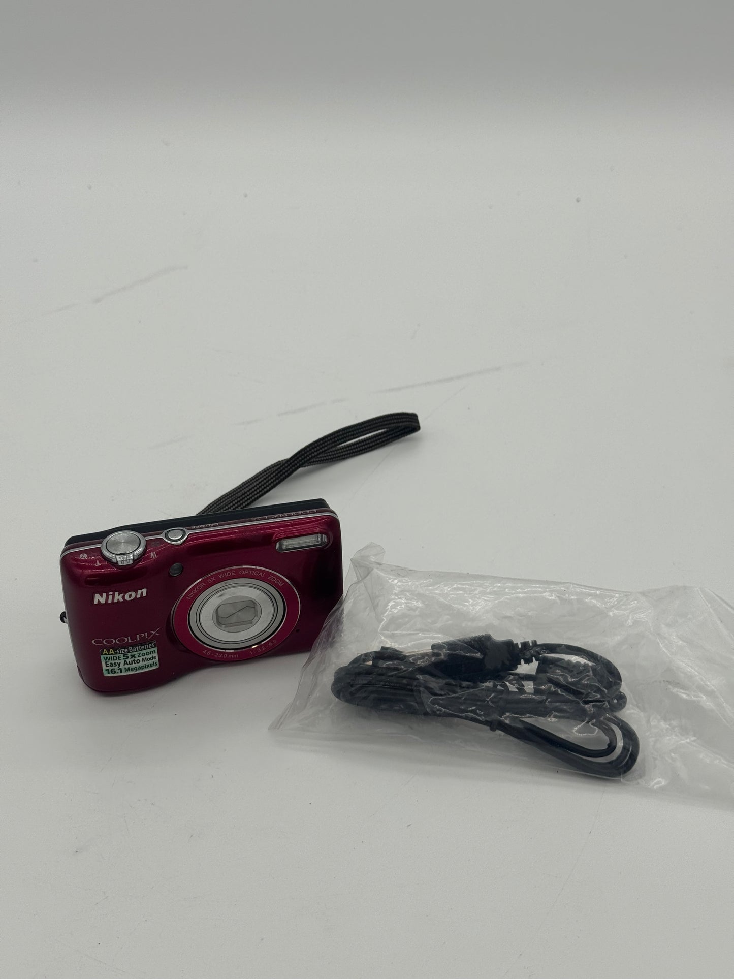 Nikon Coolpix L26 Digital Camera (Red) - Used, Boxed with 2 Batteries