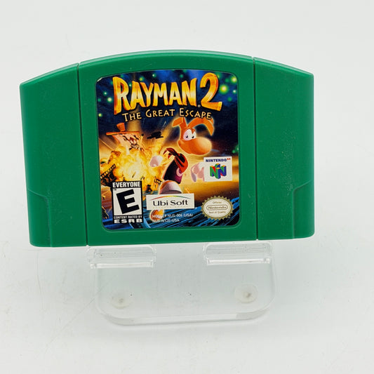 Rayman 2 The Great Escape Nintendo 64 N64 Green Cartridge AUTHENTIC TESTED