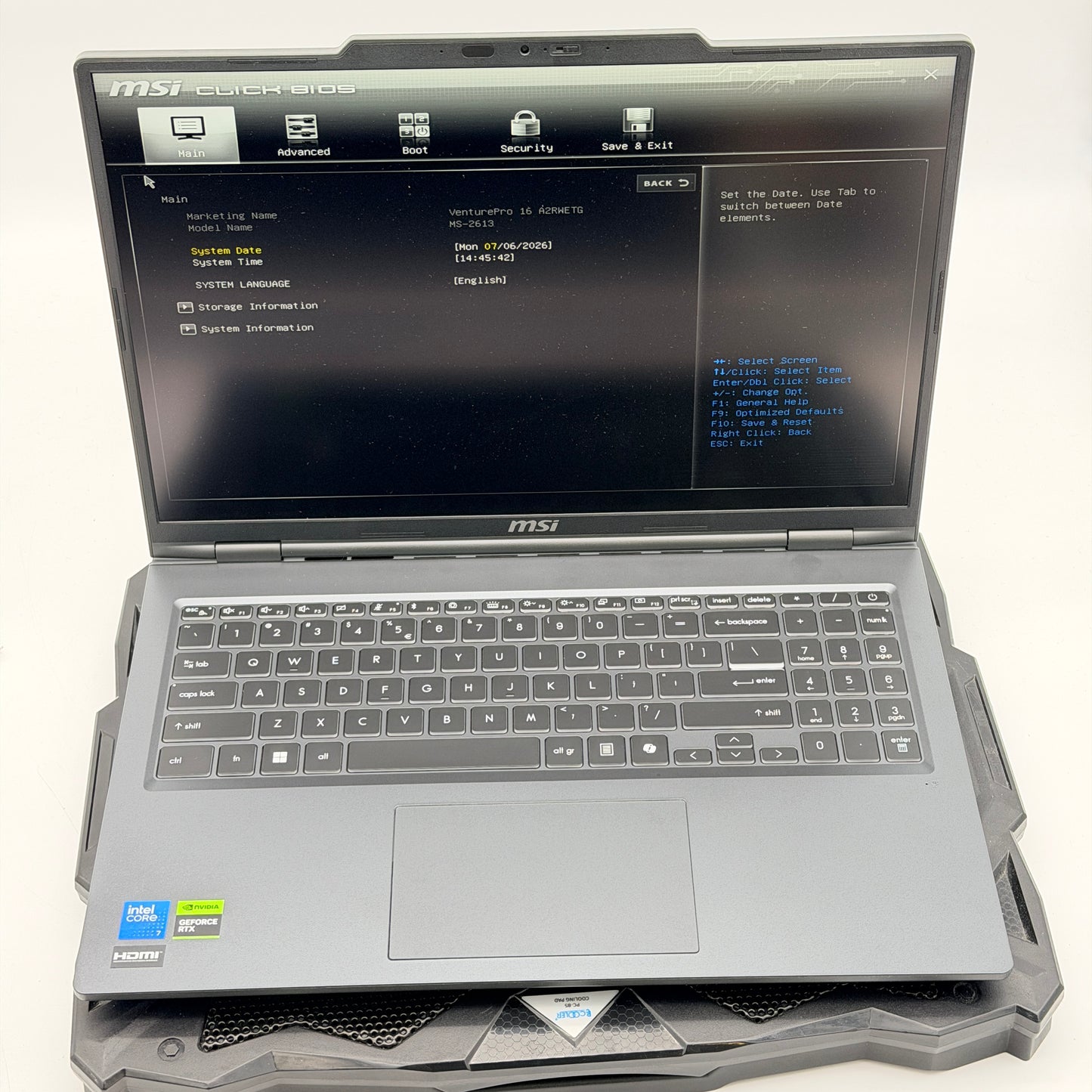 MSI VenturePro 16 MS-2613 Core 7 240H 32GB 1TB RTX 5060 BOOTS TO BIOS PARTS ONLY