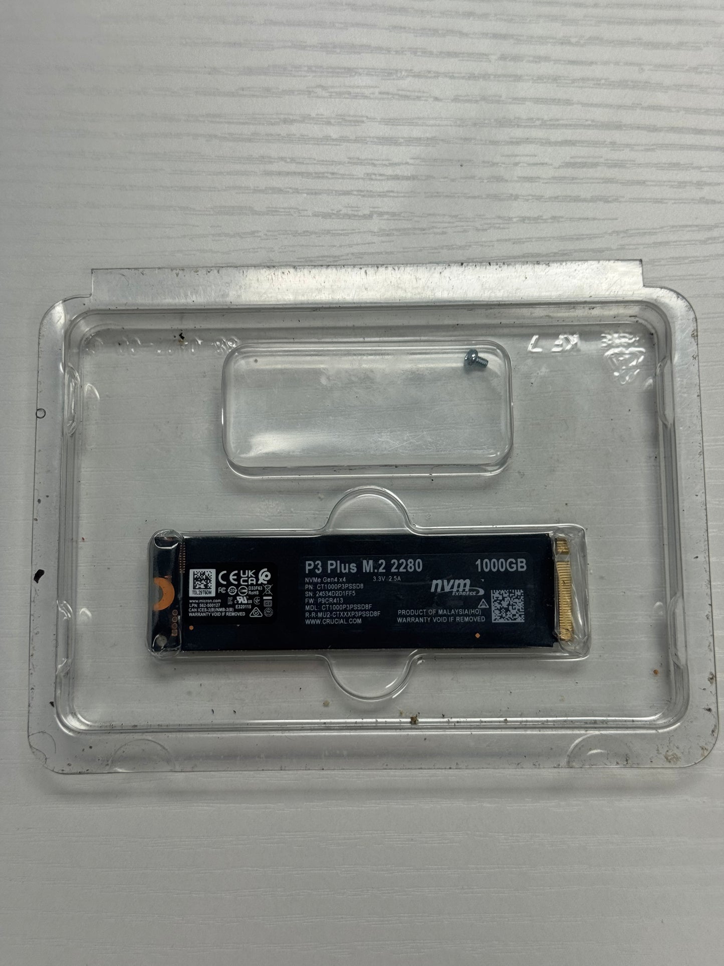 Crucial P3 Plus 1TB Black SSD - New In Box