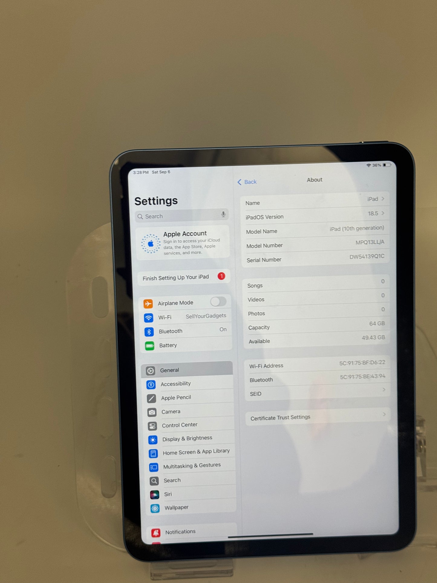 Apple iPad (10th Gen) A2696 64GB WiFi Unlocked Blue Tablet - Used - A