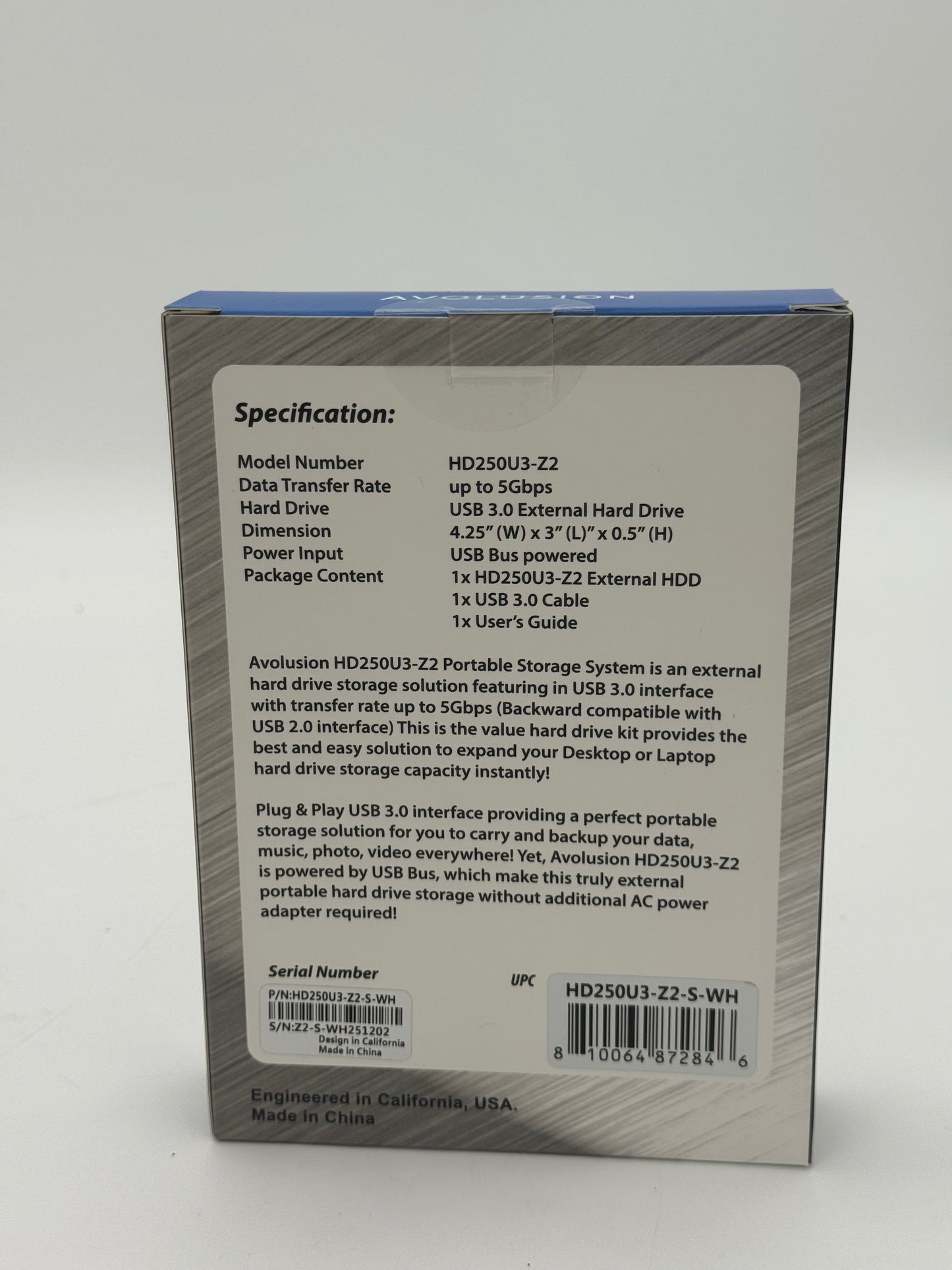 AVOLUSION HD250U3-Z2 PORTABLE STORAGE 2TB