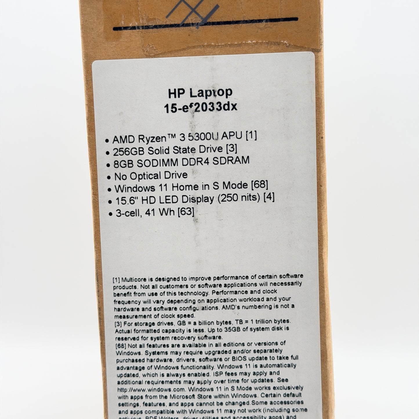 HP 15.6" Laptop 15-ef2033dx Ryzen 3 5300U 8GB RAM 256GB SSD Gray Silver NEW OPEN BOX