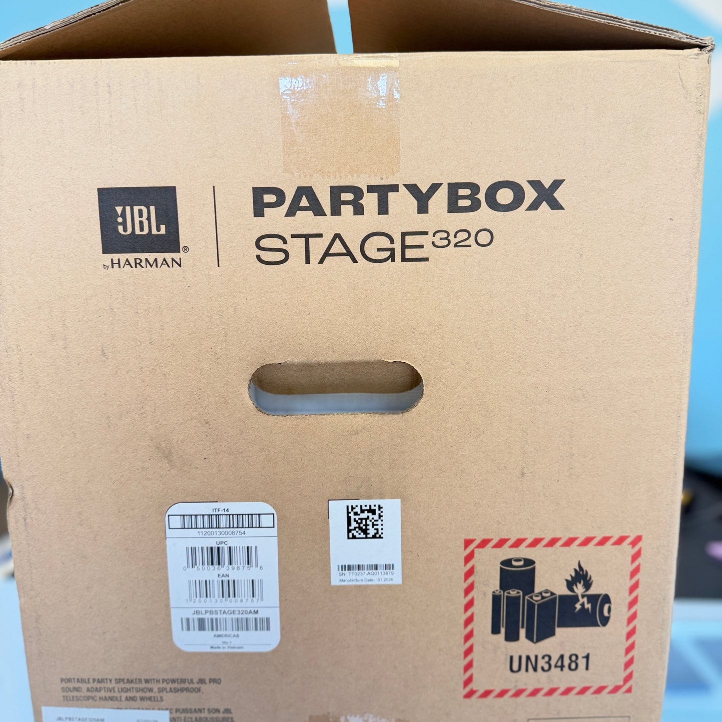 JBL PartyBox Stage 320 Portable Wireless Bluetooth Party Speaker 240W NEW